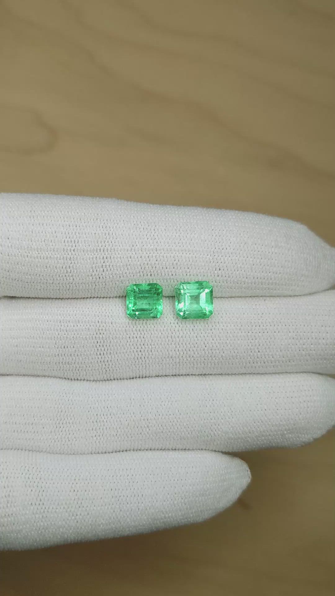 3.68&nbsp;Ct.Tw.Total Carat Weight Emerald Pair from Colombia Size Video