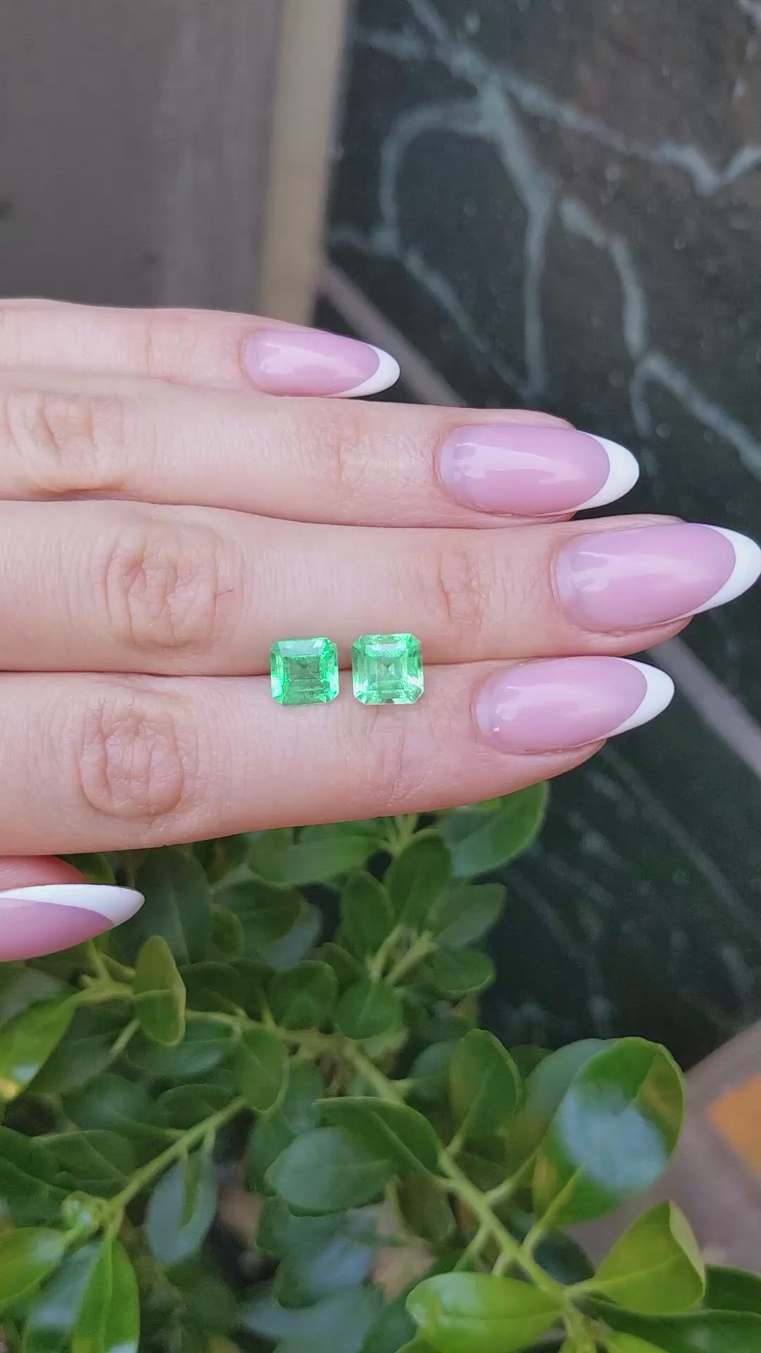 3.68 Ct.Tw.Total Carat Weight Emerald Pair from Colombia Size Video