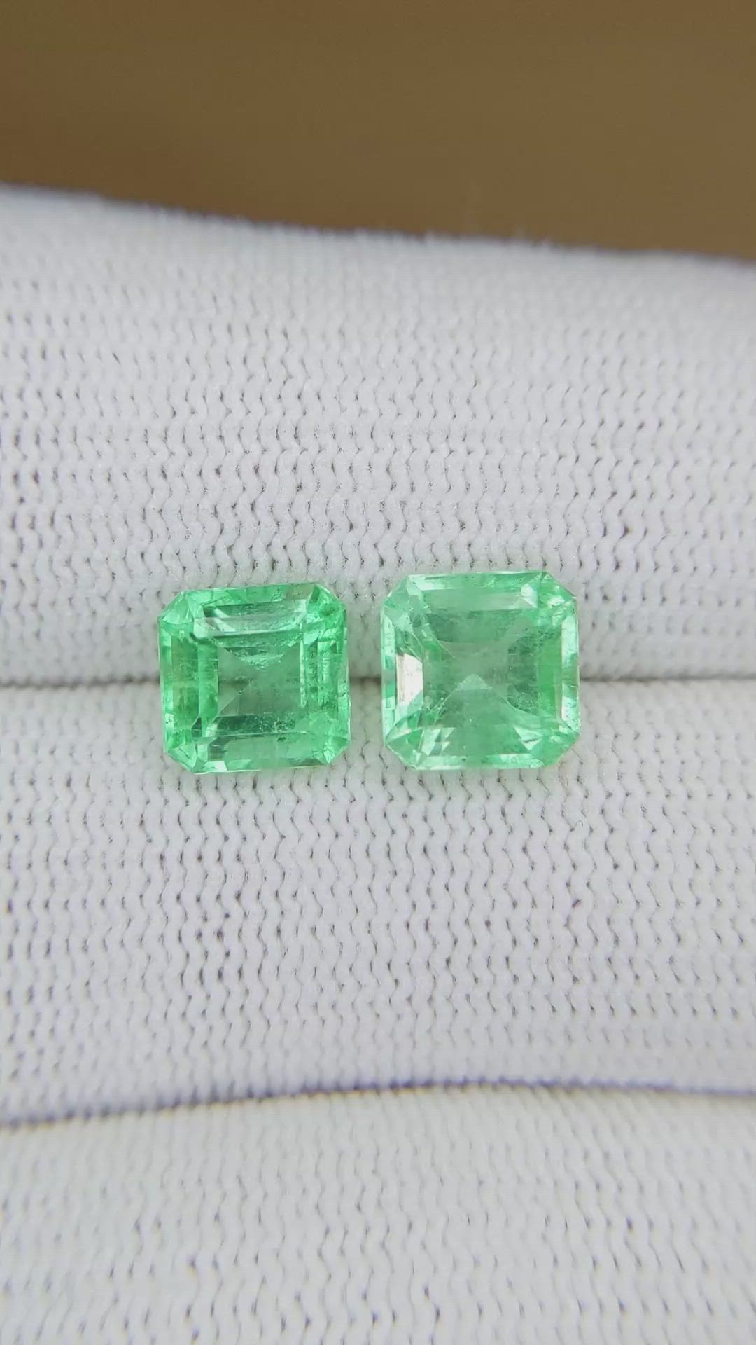 3.68&nbsp;Ct.Tw.Total Carat Weight Emerald Pair from Colombia Size Video