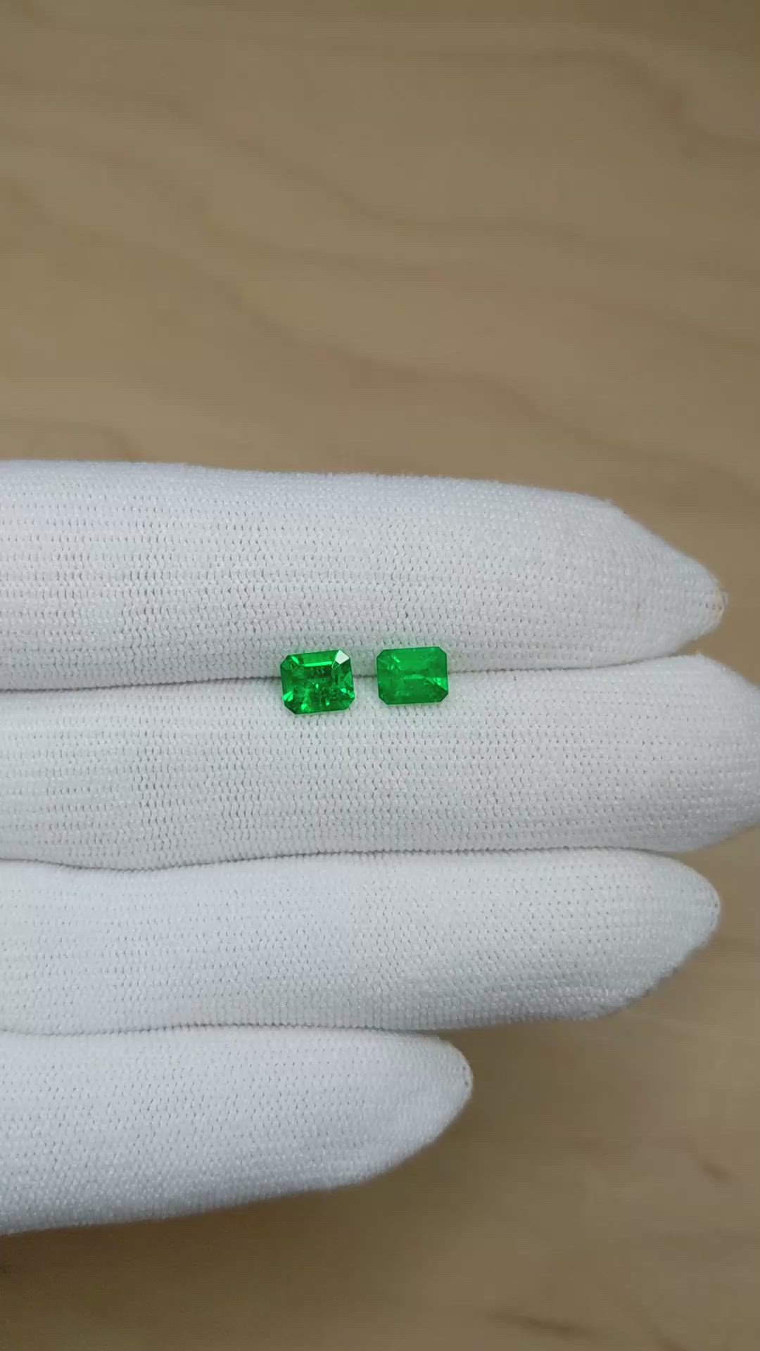 1.43&nbsp;Ct.Tw.Total Carat Weight Emerald Pair from Colombia Size Video