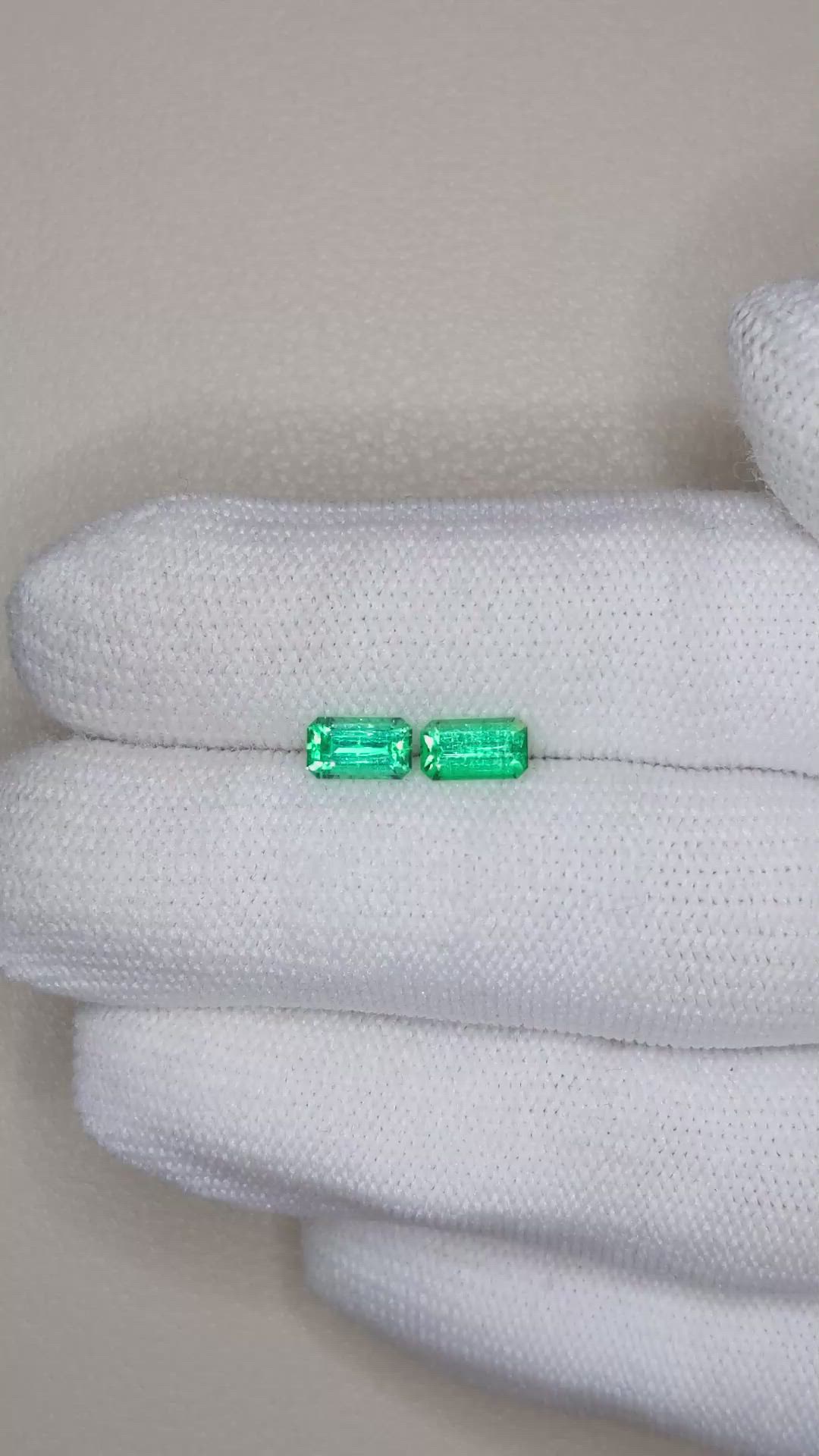 1.11 Ct.Tw.Total Carat Weight Emerald Pair from Russia Size Video