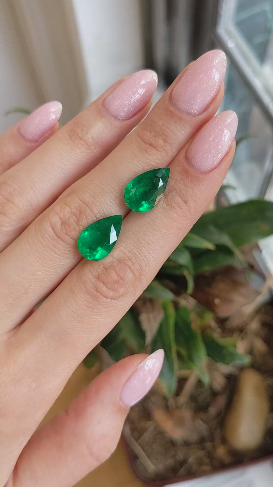 11.70 Ct.Tw.Total Carat Weight Emerald Pair from Colombia - Muzo Size Video