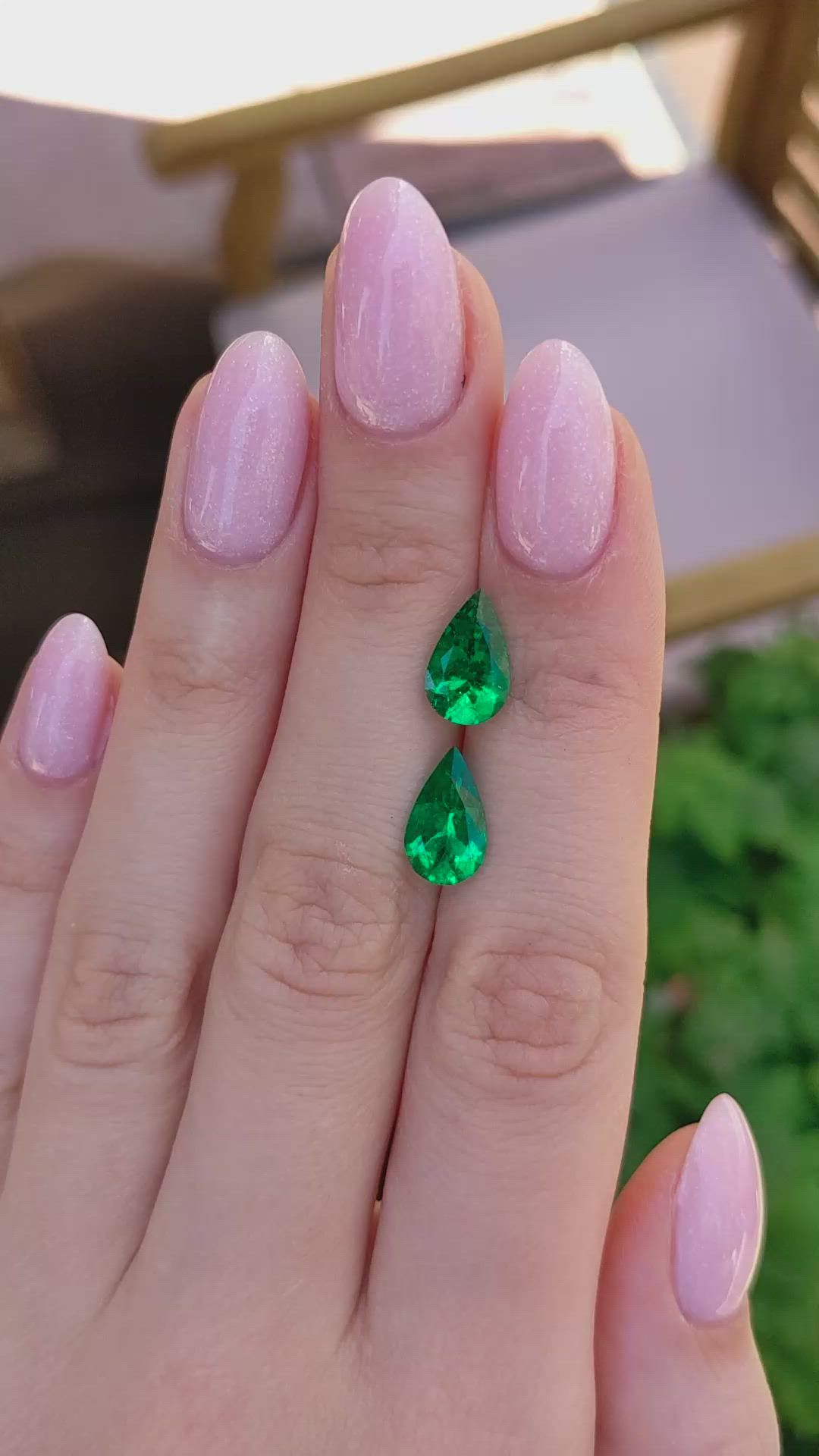 3.48&nbsp;Ct.Tw.Total Carat Weight Emerald Pair from Colombia Size Video