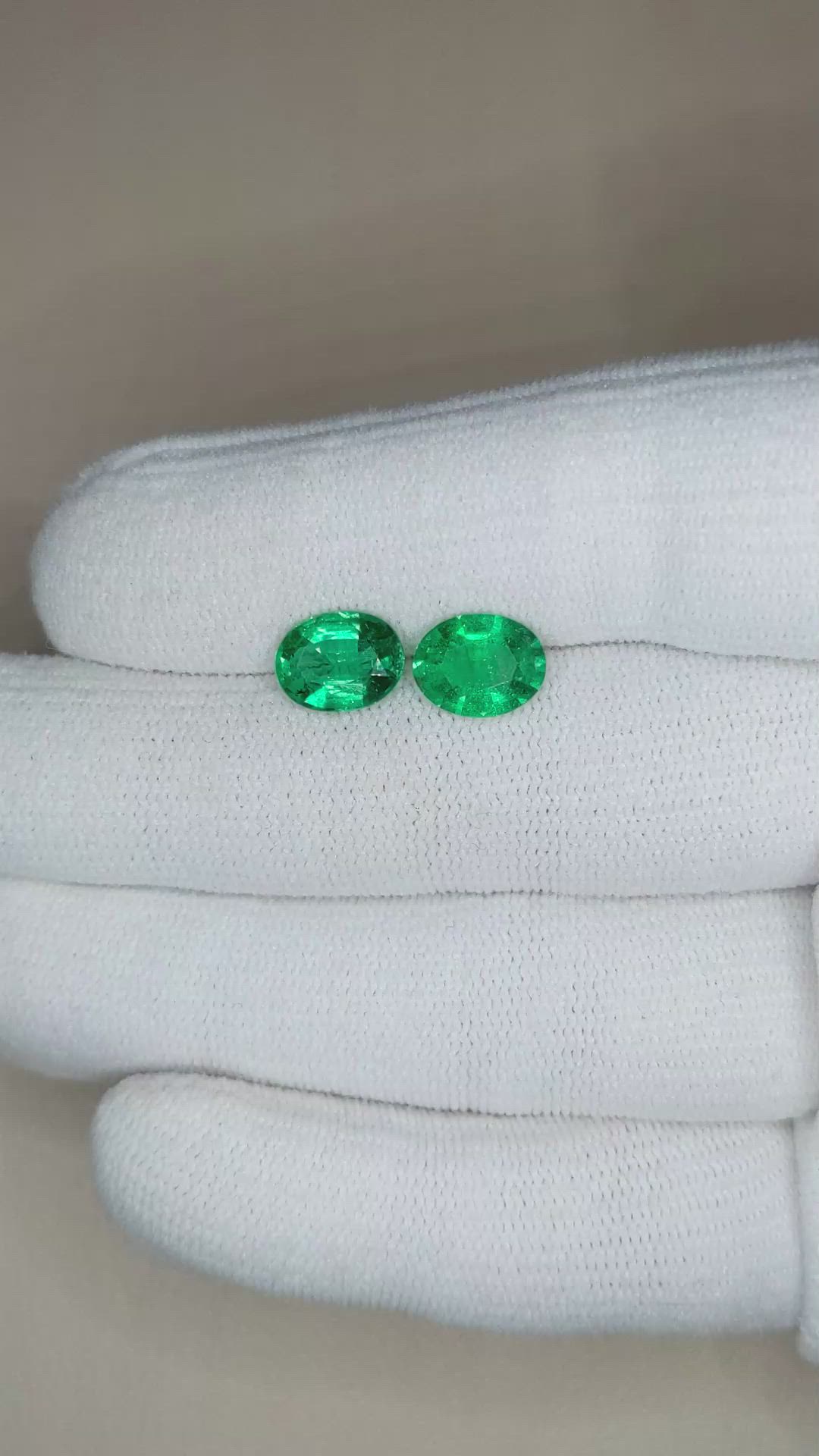2.95 Ct.Tw.Total Carat Weight Emerald Pair from Zambia Size Video