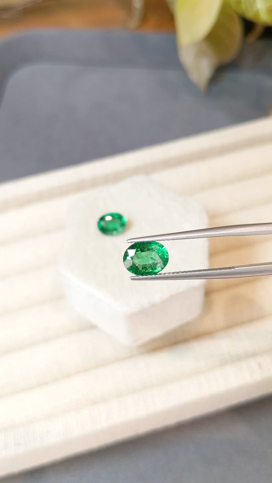 2.95 Ct.Tw.Total Carat Weight Emerald Pair from Zambia Size Video