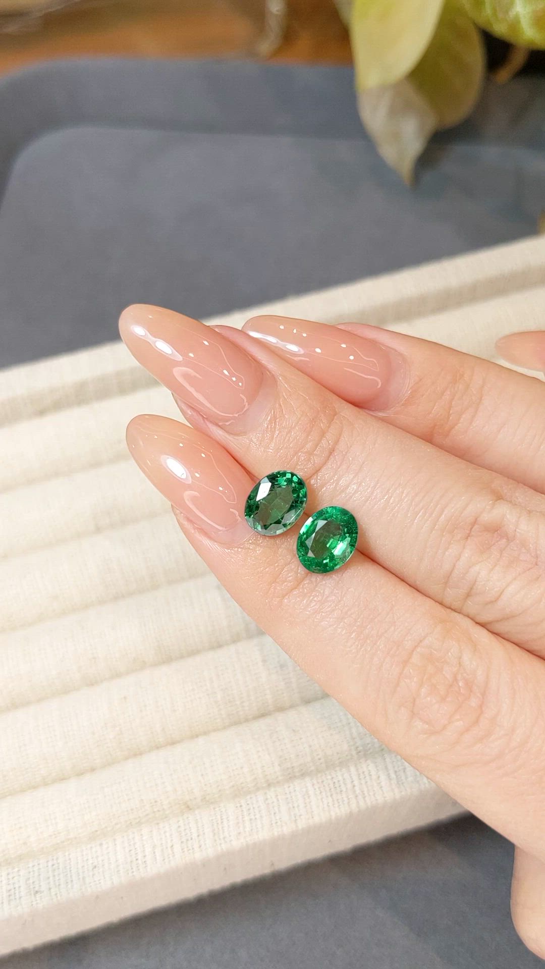 2.95 Ct.Tw.Total Carat Weight Emerald Pair from Zambia Size Video