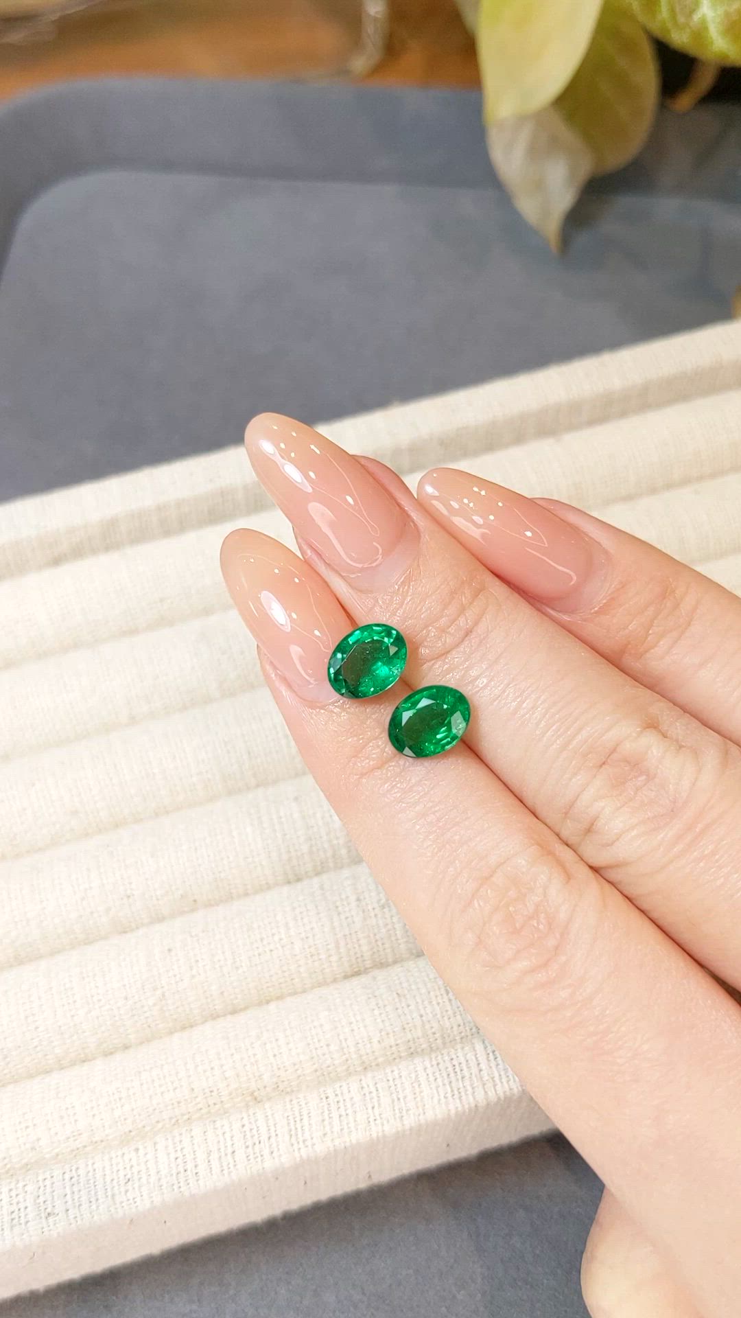 3.46&nbsp;Ct.Tw.Total Carat Weight Emerald Pair from Zambia Size Video