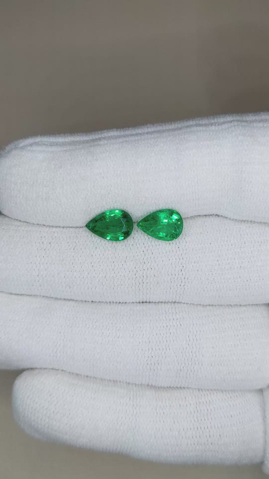 2.68 Ct.Tw.Total Carat Weight Emerald Pair from Zambia Size Video
