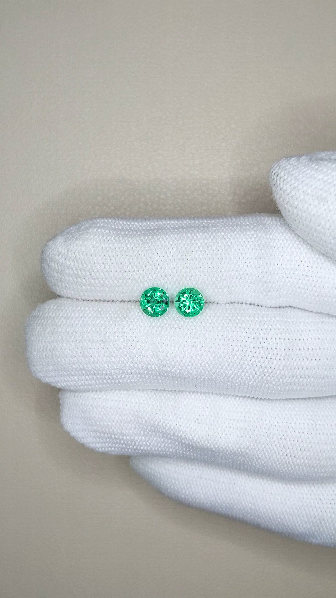1.21 Ct.Tw.Total Carat Weight Emerald Pair from Zambia Size Video