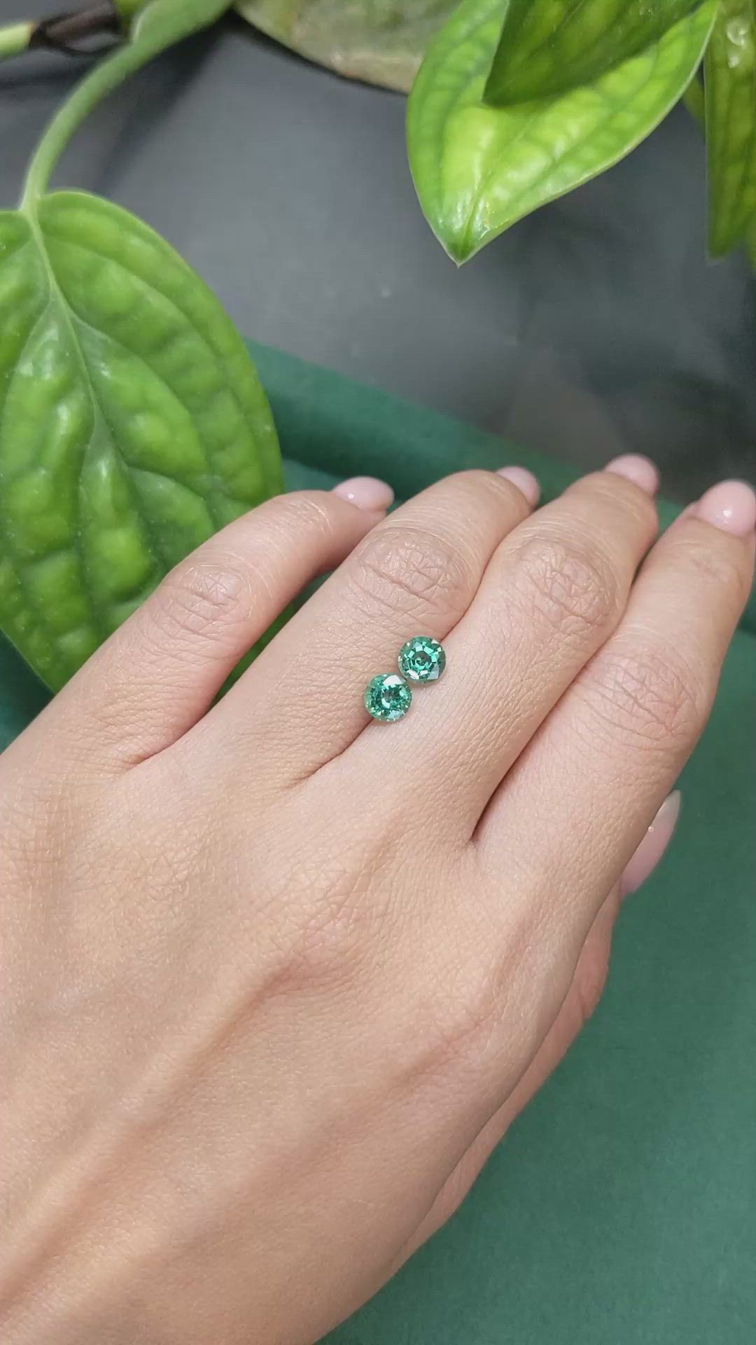 1.21 Ct.Tw.Total Carat Weight Emerald Pair from Zambia Size Video