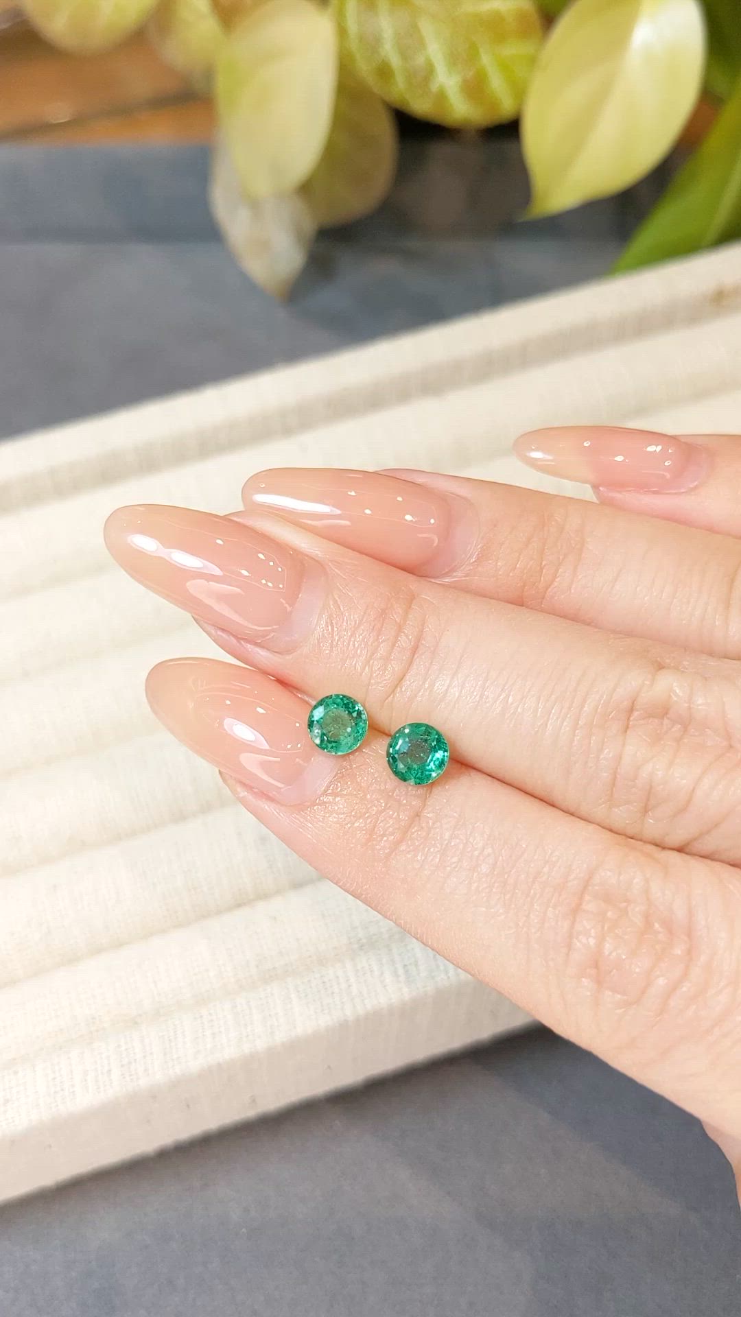 1.22 Ct.Tw.Total Carat Weight Emerald Pair from Zambia Size Video