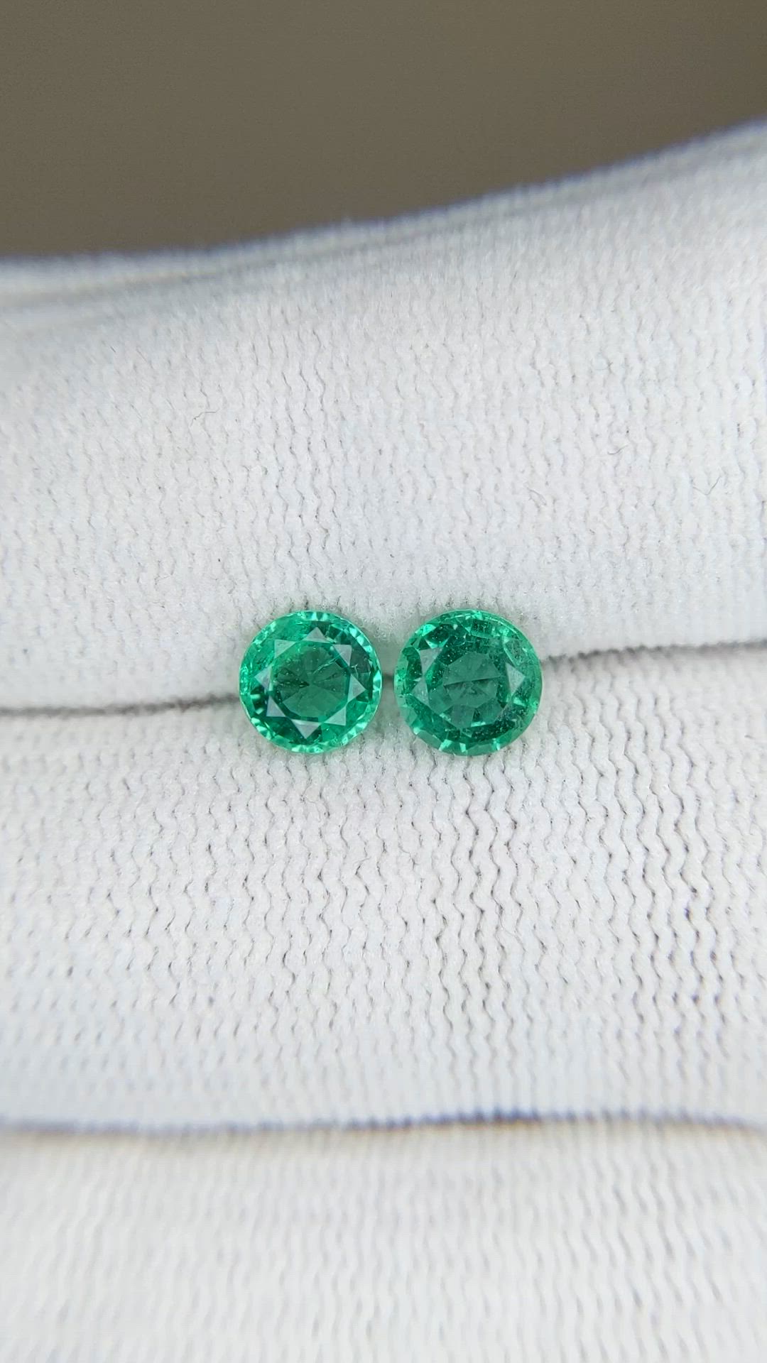 1.22 Ct.Tw.Total Carat Weight Emerald Pair from Zambia Size Video