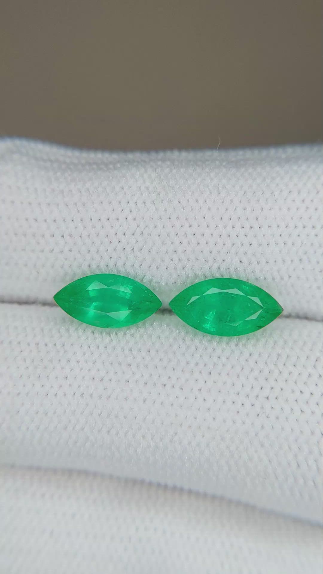 1.90 Ct.Tw.Total Carat Weight Emerald Pair from Zambia Size Video
