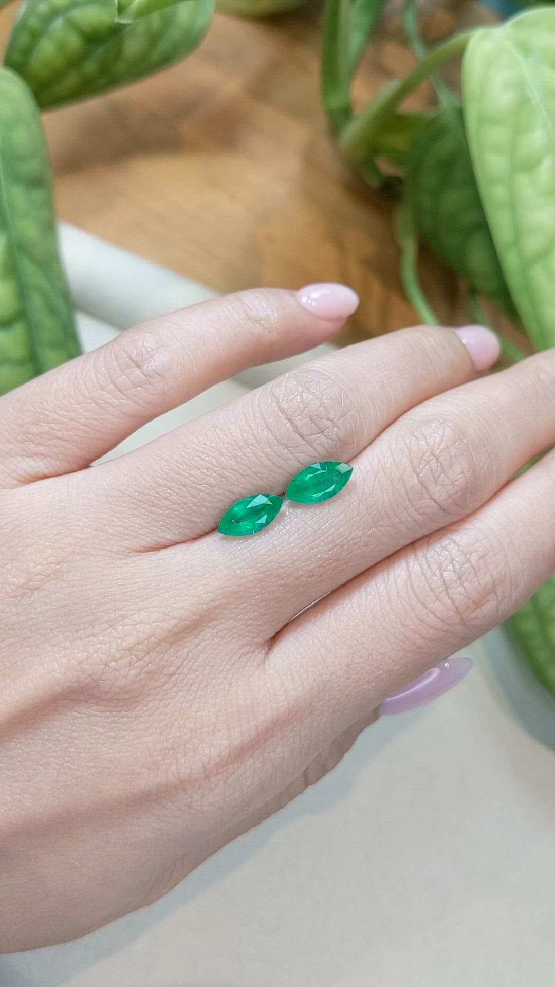 1.90 Ct.Tw.Total Carat Weight Emerald Pair from Zambia Size Video