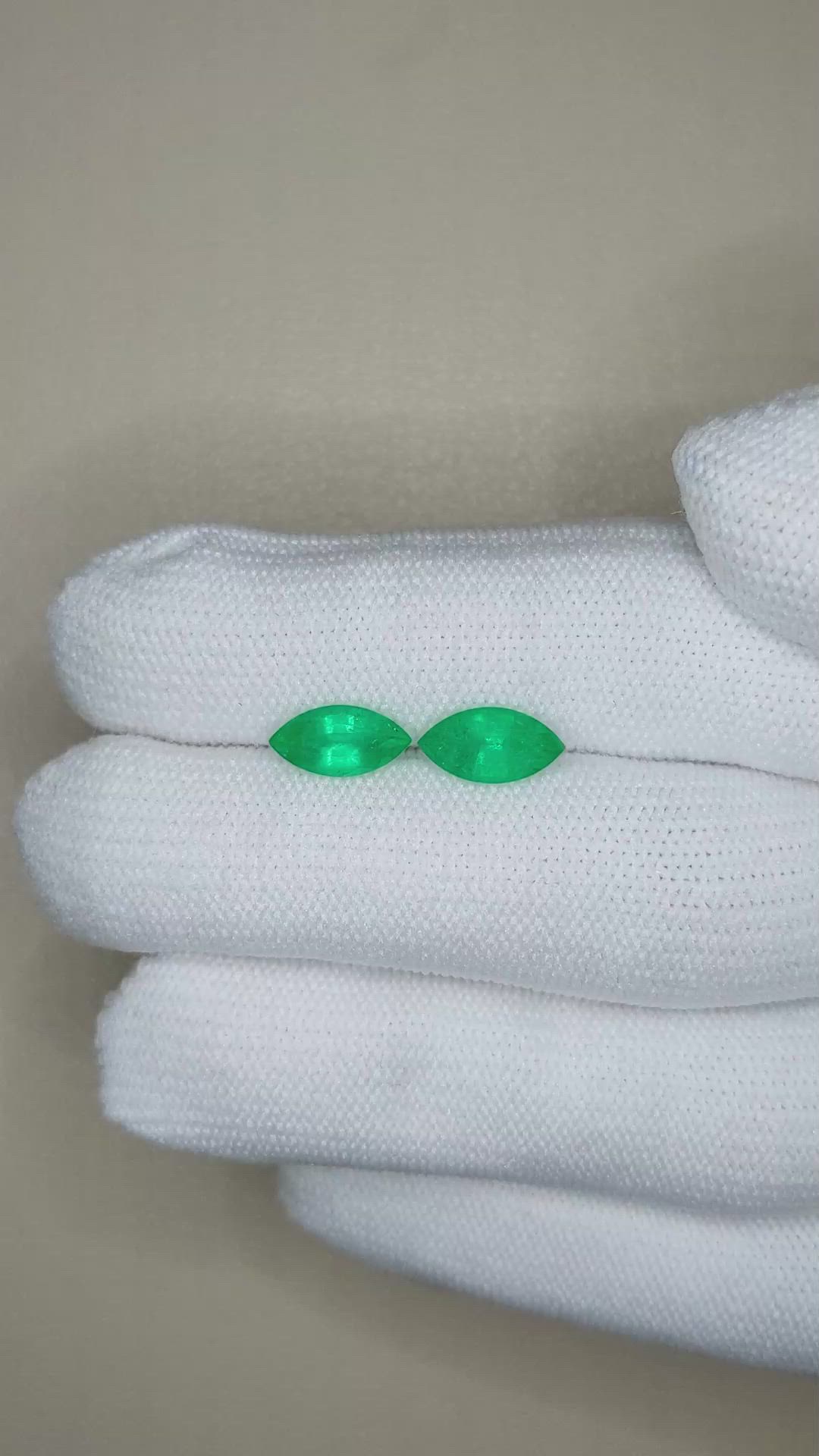 1.90 Ct.Tw.Total Carat Weight Emerald Pair from Zambia Size Video