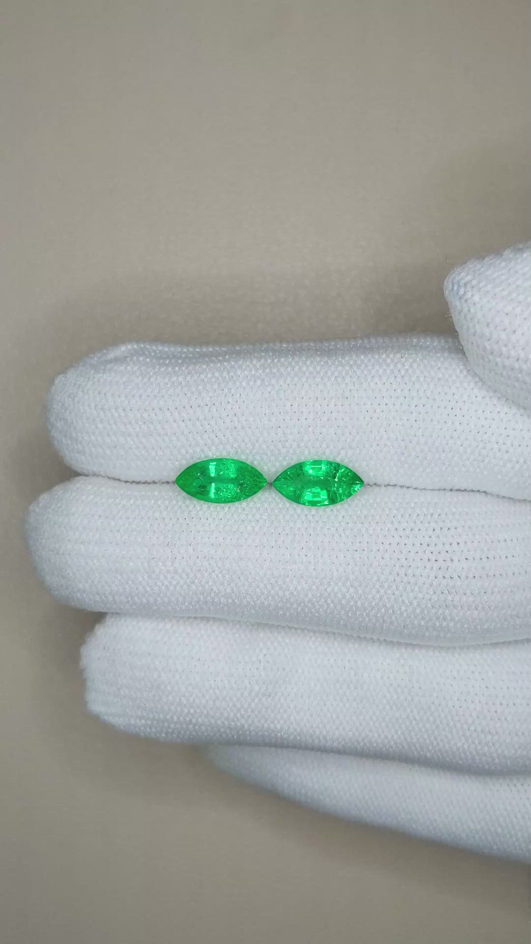 1.61&nbsp;Ct.Tw.Total Carat Weight Emerald Pair from Zambia Size Video