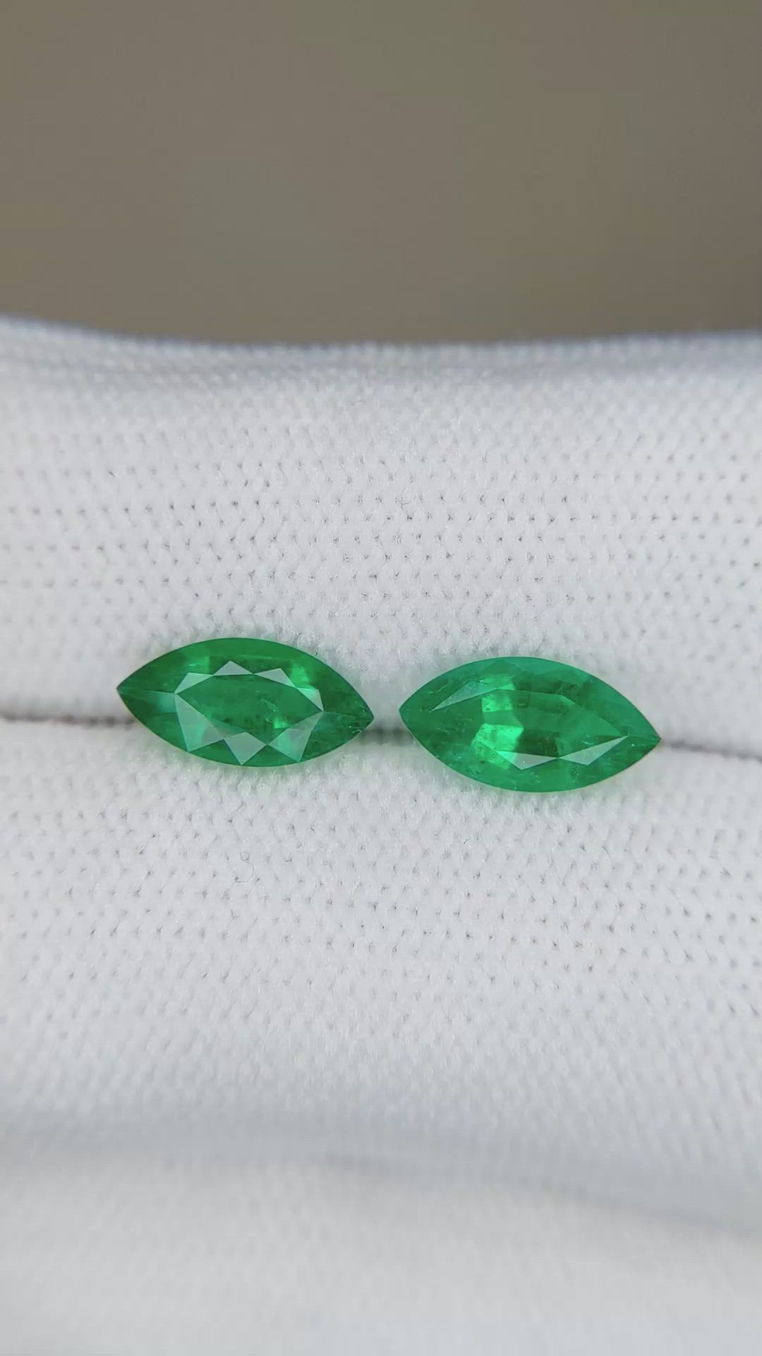 1.68 Ct.Tw.Total Carat Weight Emerald Pair from Zambia Size Video