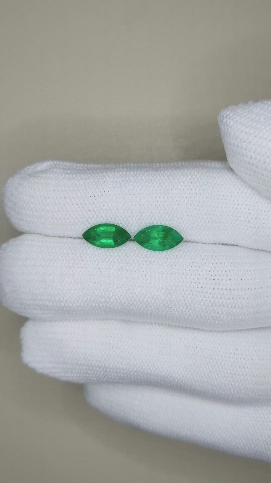 1.68 Ct.Tw.Total Carat Weight Emerald Pair from Zambia Size Video