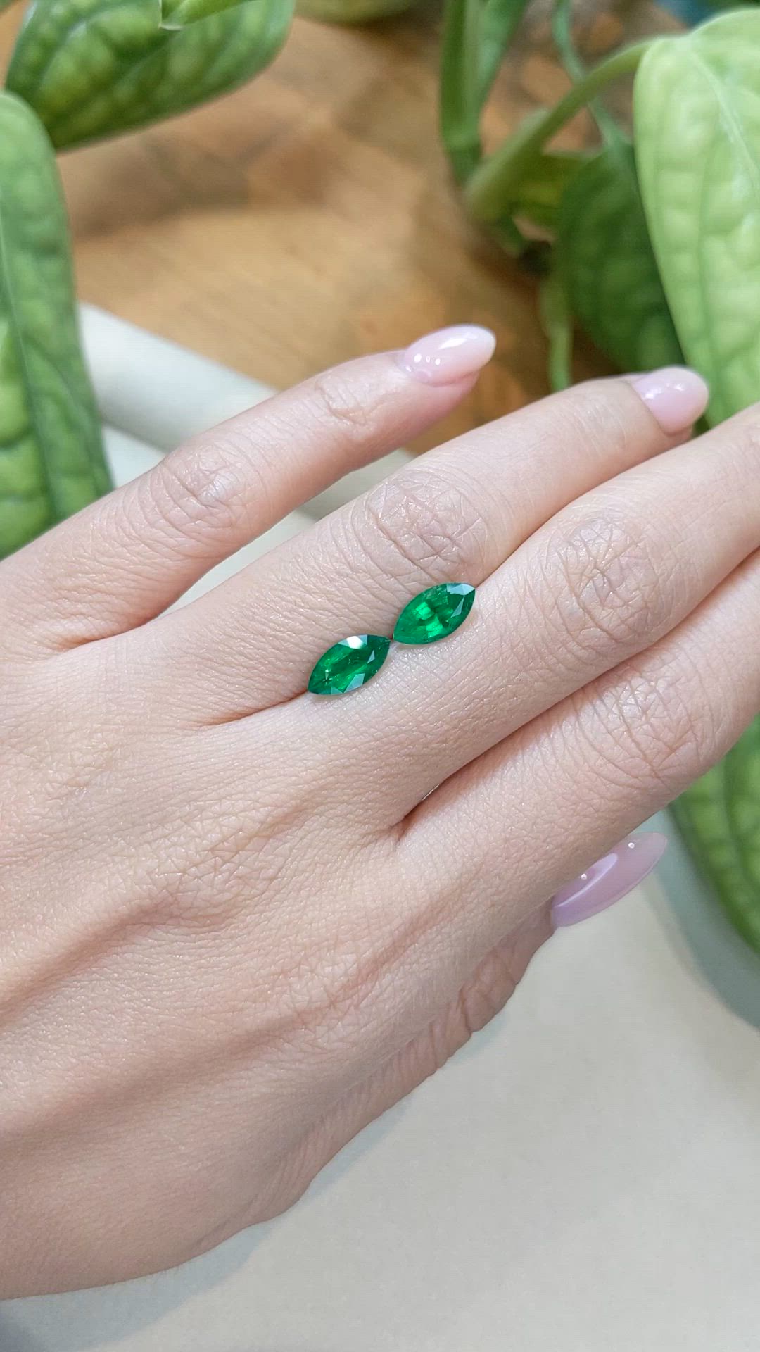 1.68 Ct.Tw.Total Carat Weight Emerald Pair from Zambia Size Video
