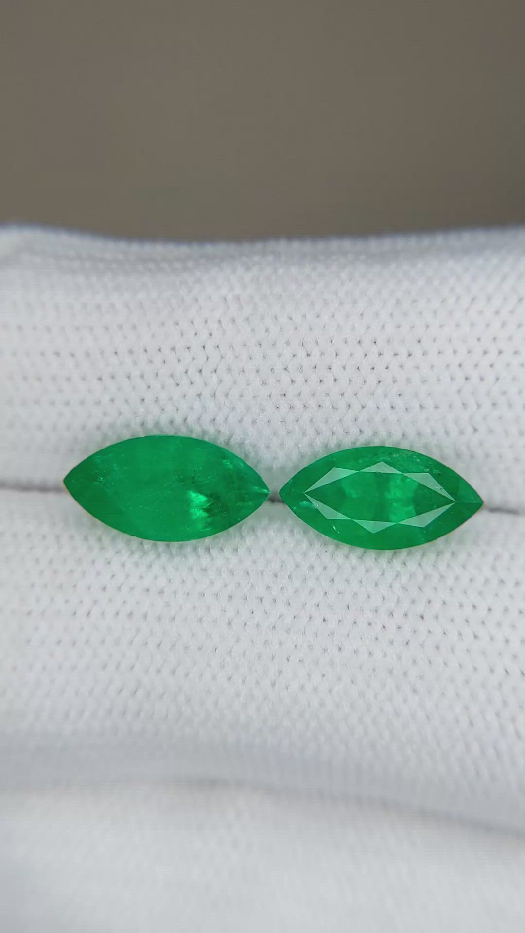 2.97 Ct.Tw.Total Carat Weight Emerald Pair from Zambia Size Video