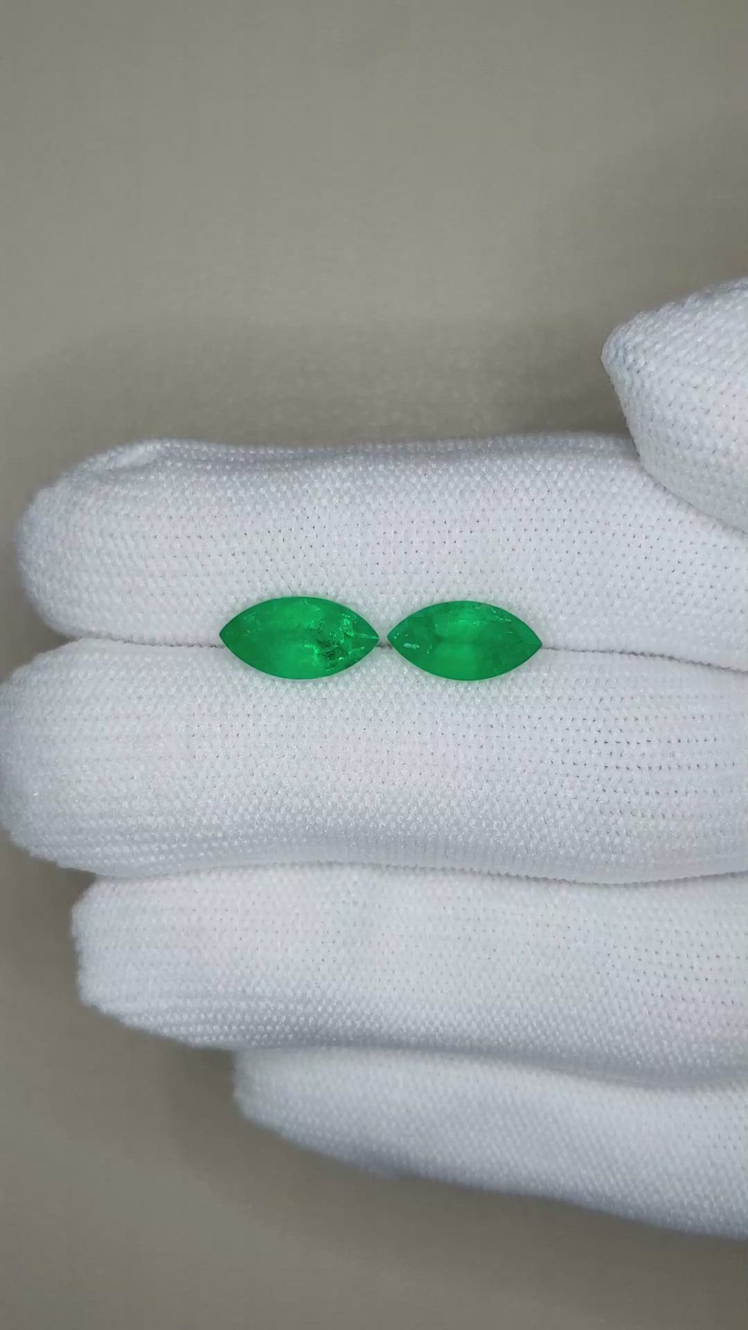 2.97 Ct.Tw.Total Carat Weight Emerald Pair from Zambia Size Video