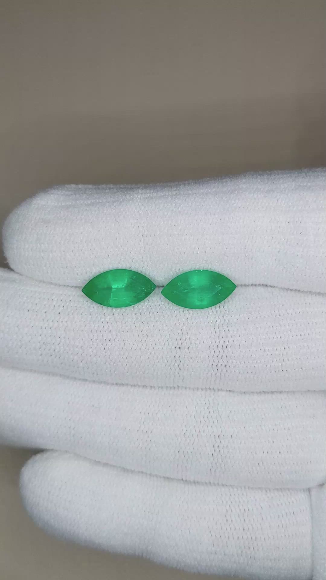 3.57&nbsp;Ct.Tw.Total Carat Weight Emerald Pair from Zambia Size Video