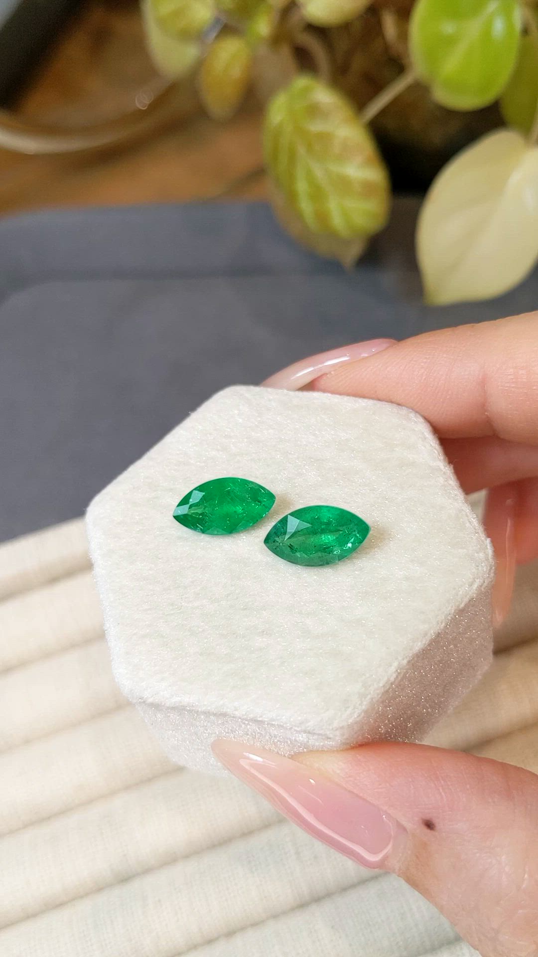 3.85 Ct.Tw.Total Carat Weight Emerald Pair from Zambia Size Video