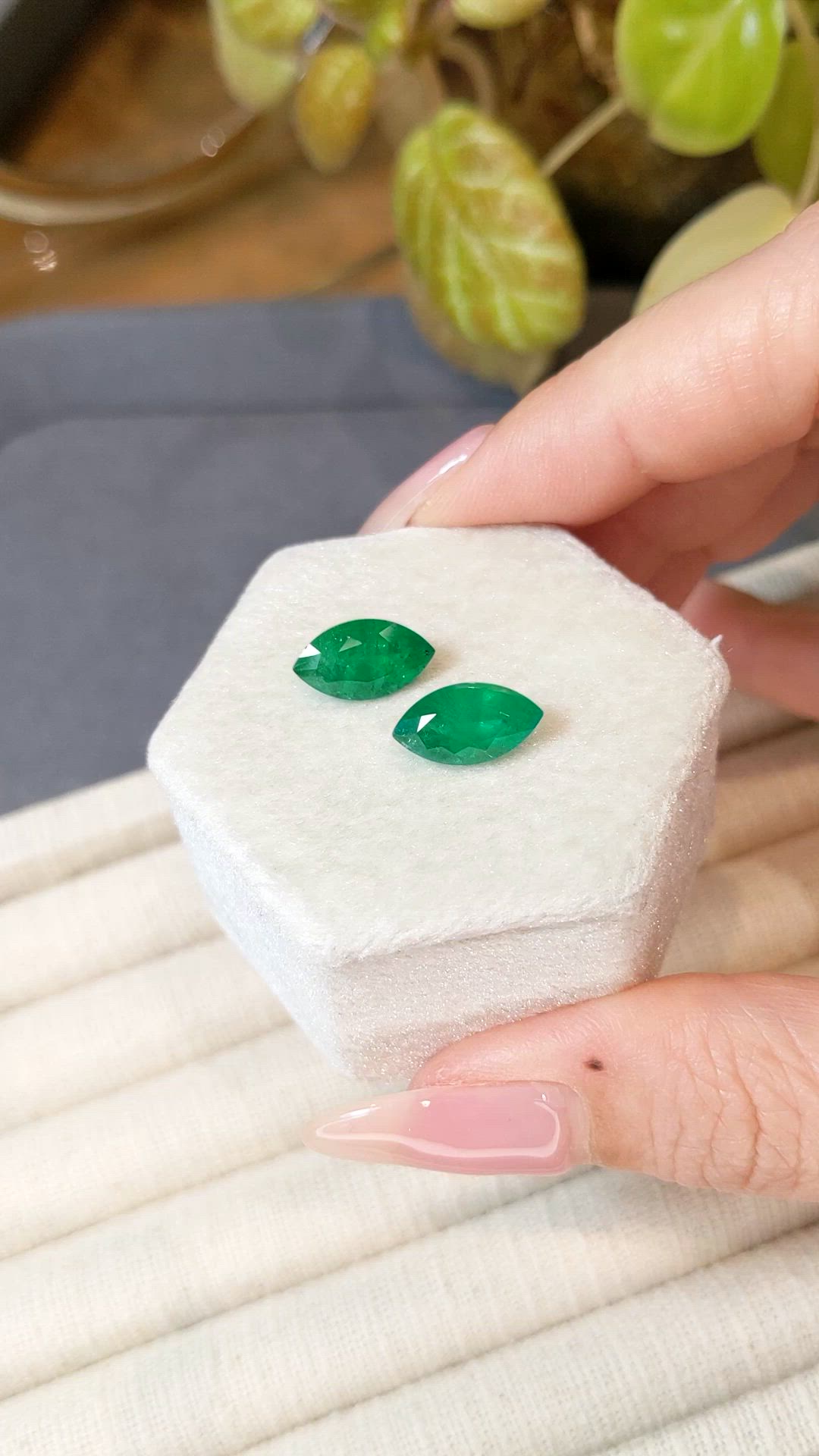 4.09 Ct.Tw.Total Carat Weight Emerald Pair from Zambia Size Video