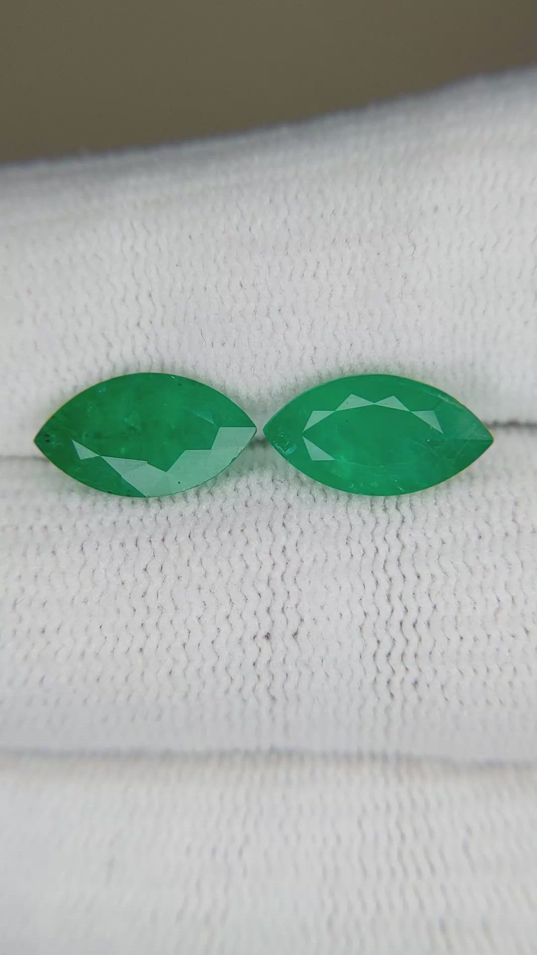 4.09 Ct.Tw.Total Carat Weight Emerald Pair from Zambia Size Video