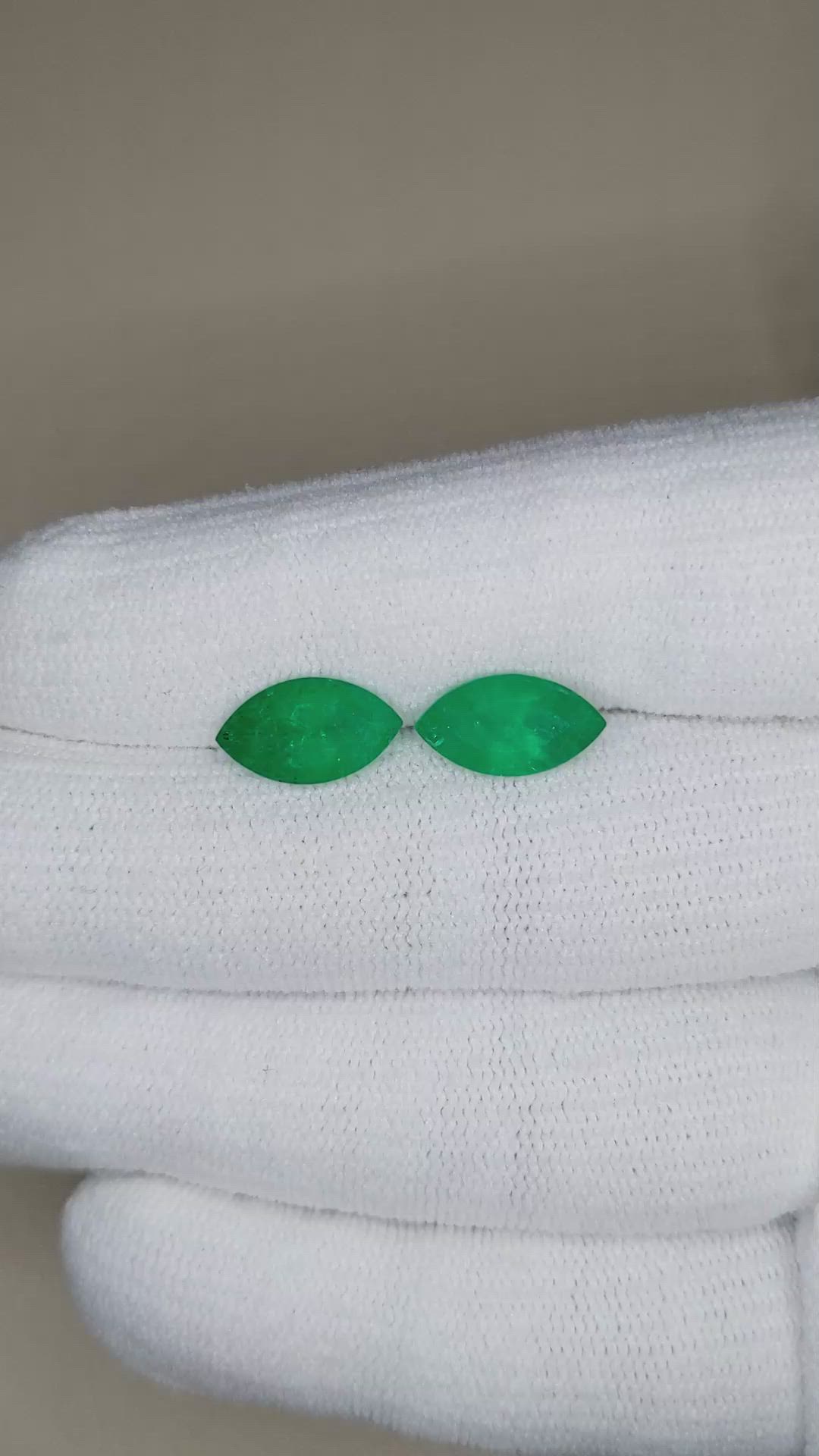 4.09 Ct.Tw.Total Carat Weight Emerald Pair from Zambia Size Video