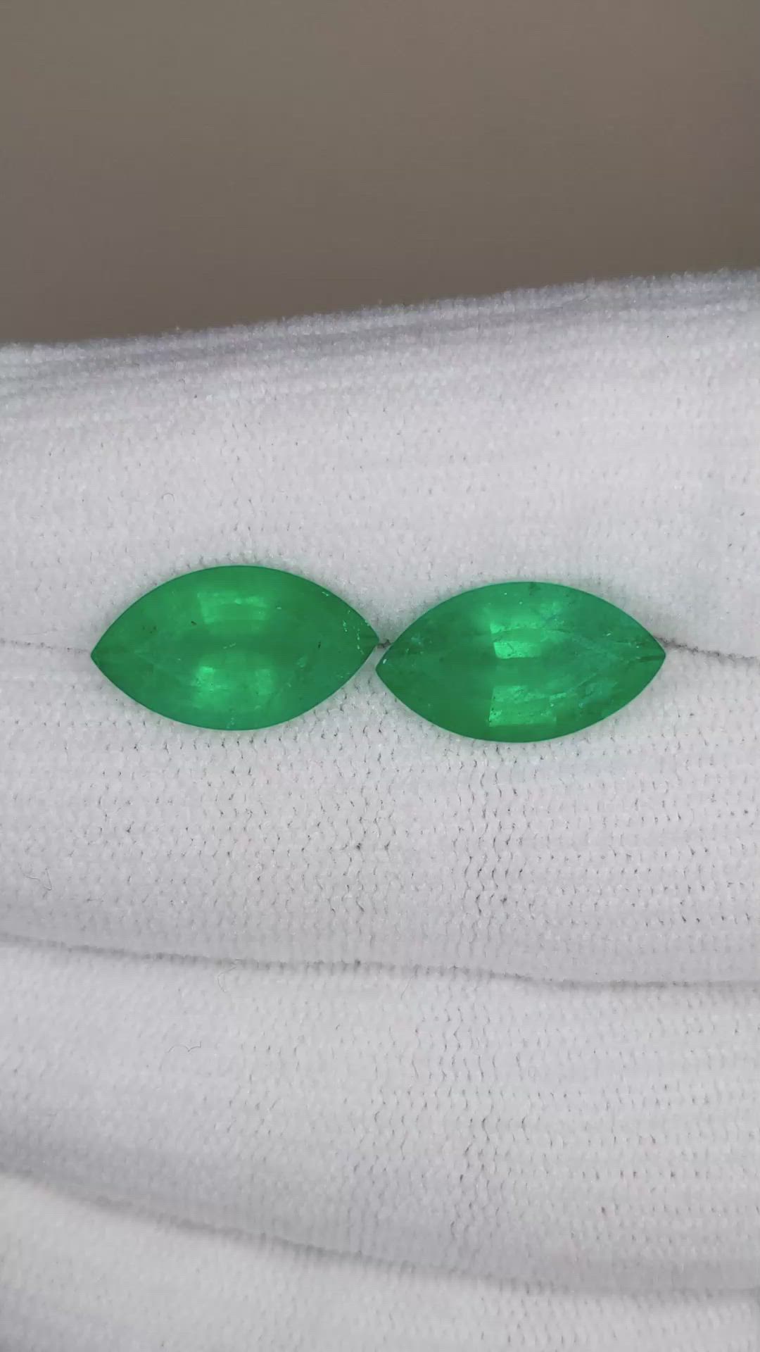7.22 Ct.Tw.Total Carat Weight Emerald Pair from Zambia Size Video