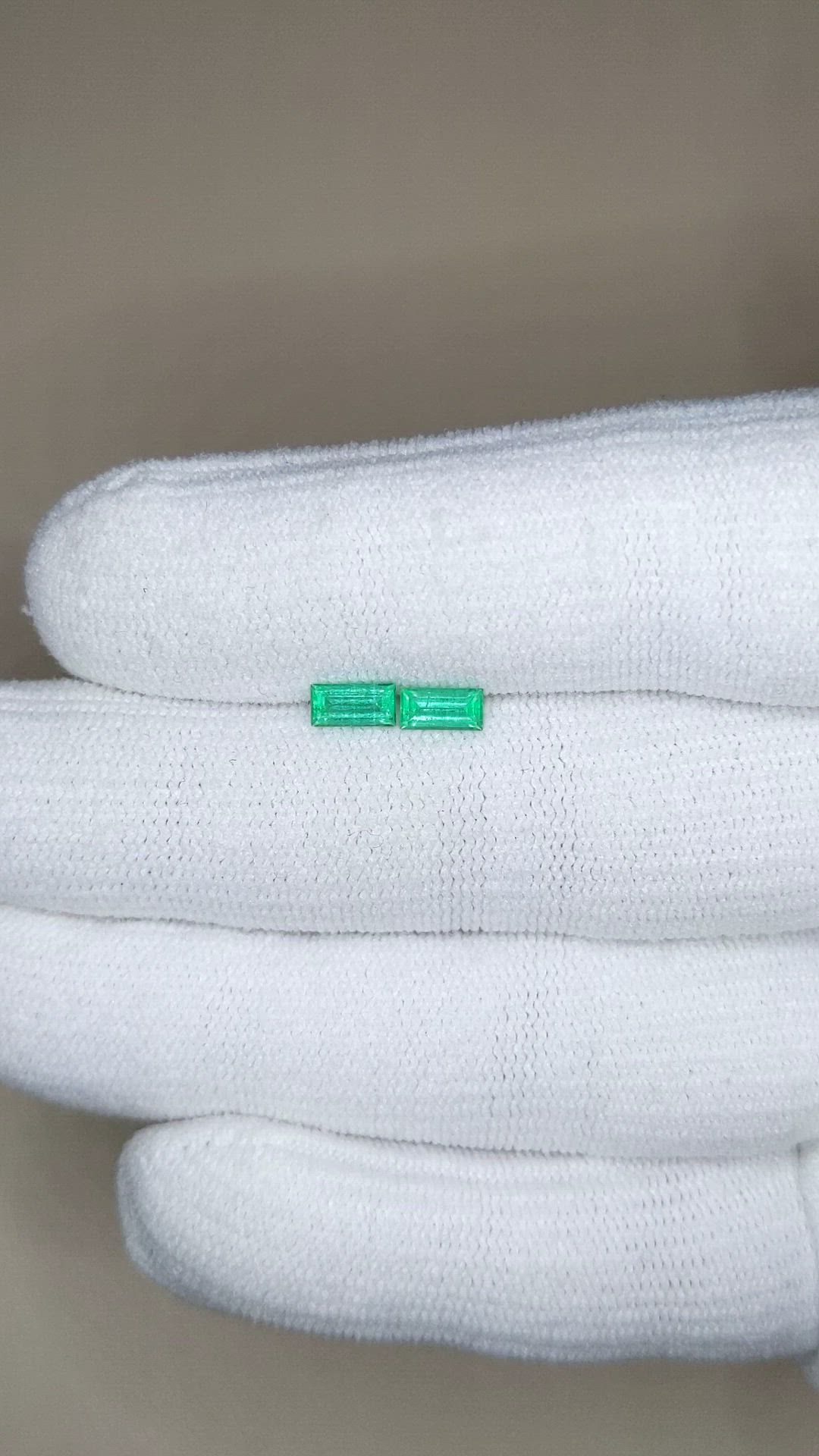 0.55 Ct.Tw.Total Carat Weight Emerald Pair from Afghanistan Size Video