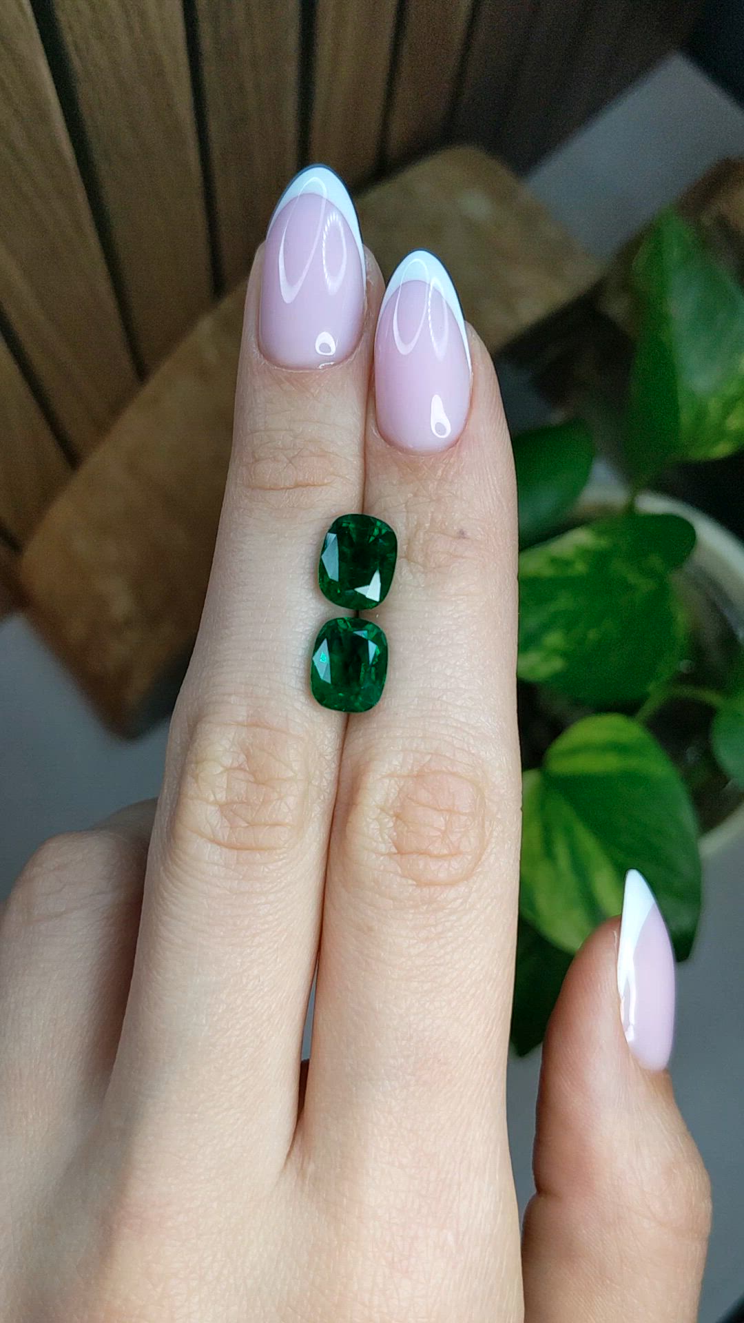 5.39&nbsp;Ct.Tw.Total Carat Weight Emerald Pair from Zambia Size Video