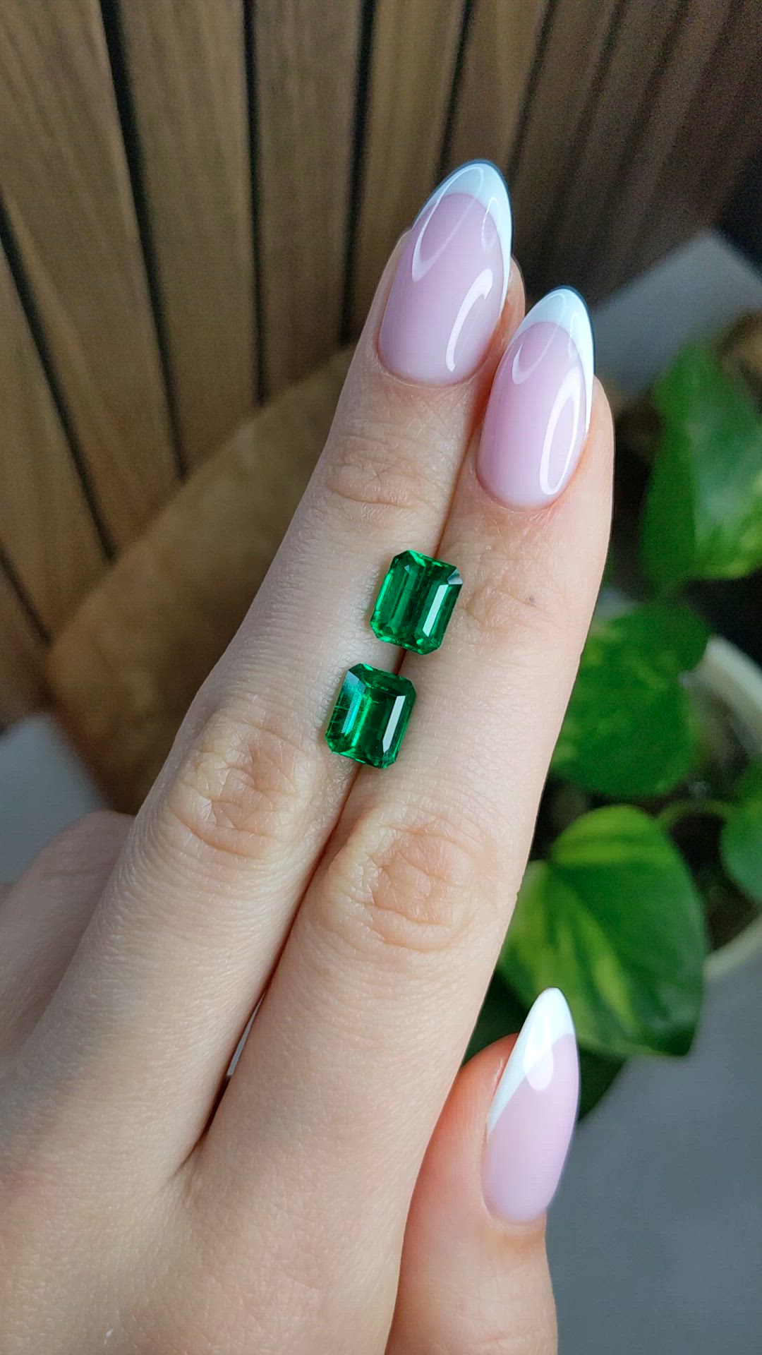 4.39 Ct.Tw.Total Carat Weight Emerald Pair from Afghanistan Size Video