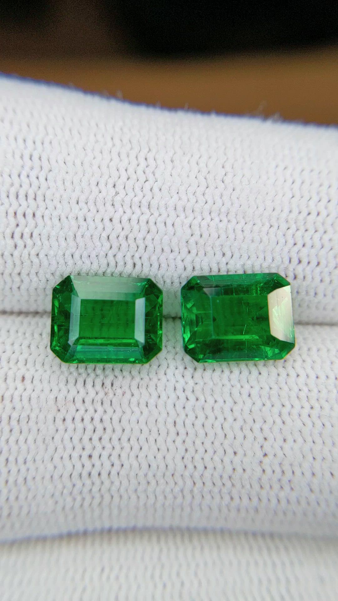 4.39 Ct.Tw.Total Carat Weight Emerald Pair from Afghanistan Size Video
