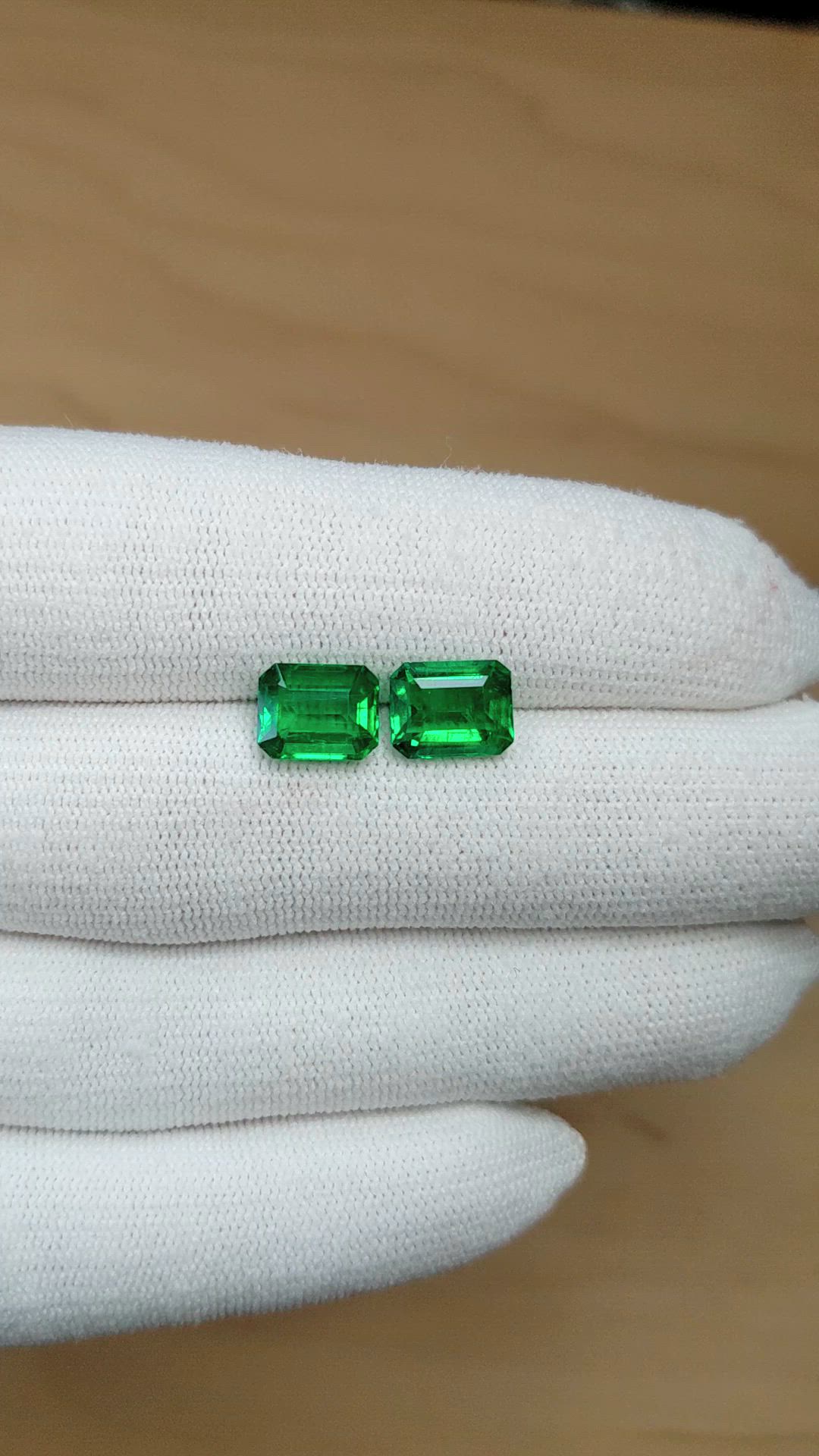 4.39 Ct.Tw.Total Carat Weight Emerald Pair from Afghanistan Size Video