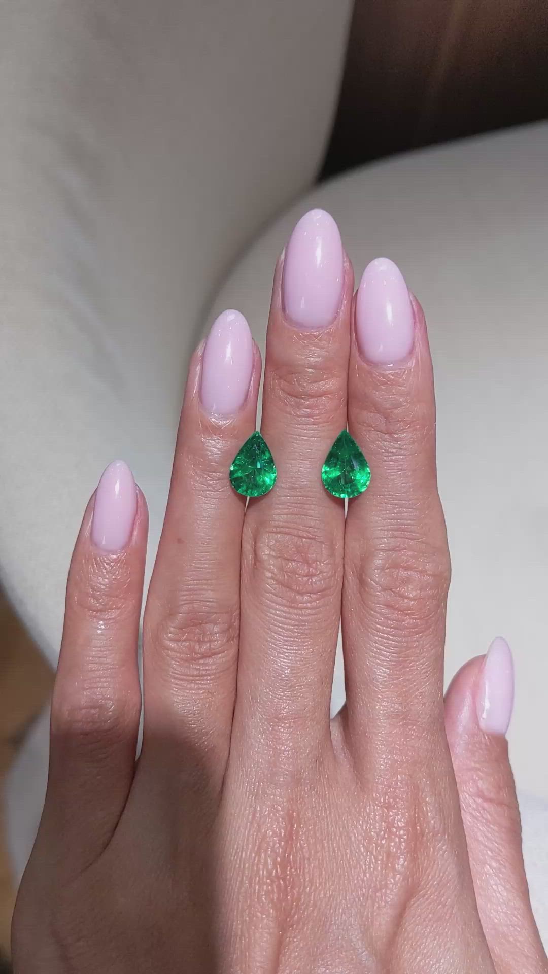 3.97 Ct.Tw.Total Carat Weight Emerald Pair from Zambia Size Video