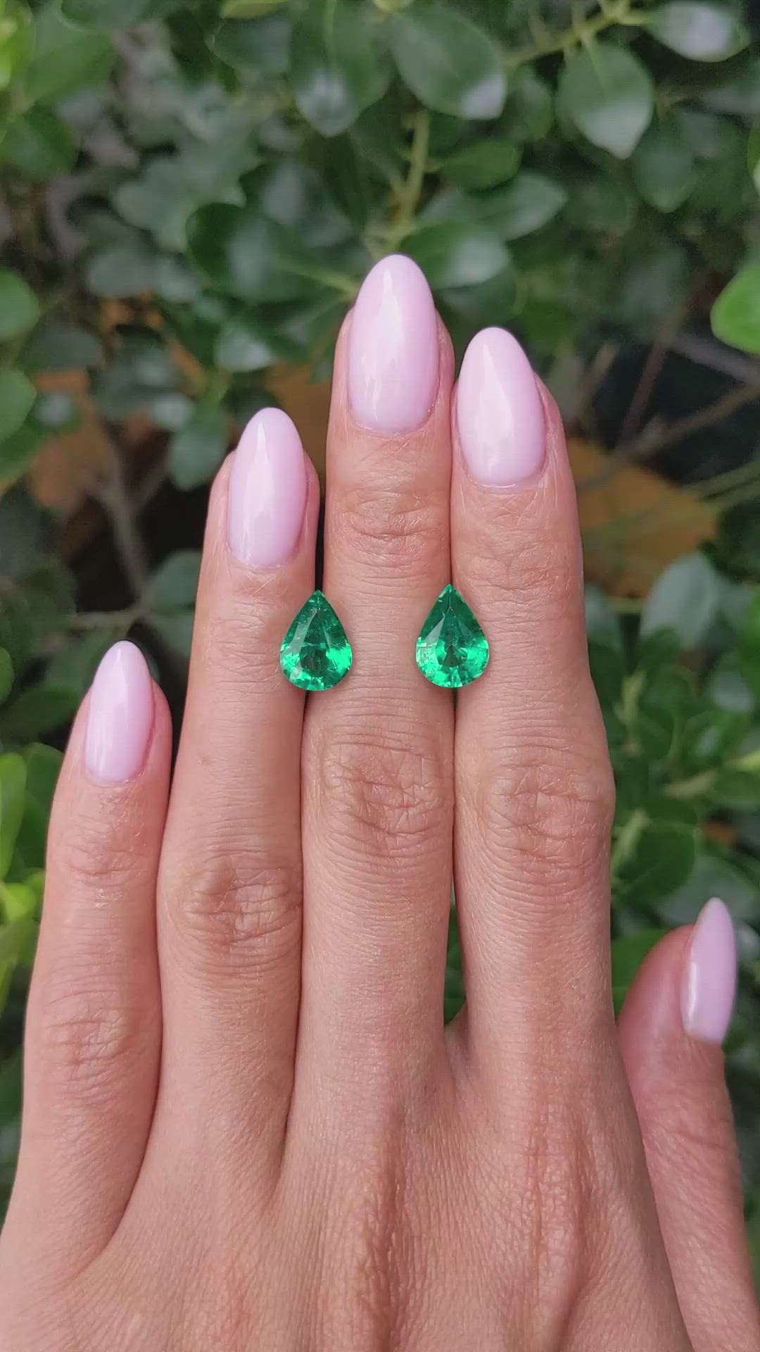 3.97 Ct.Tw.Total Carat Weight Emerald Pair from Zambia Size Video