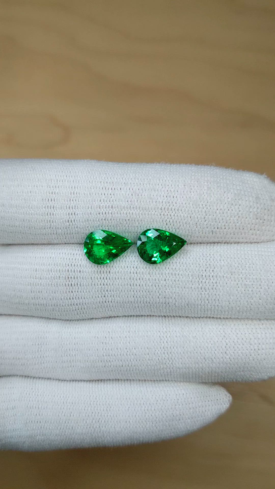3.97 Ct.Tw.Total Carat Weight Emerald Pair from Zambia Size Video