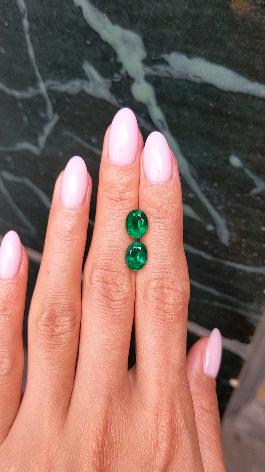 4.05&nbsp;Ct.Tw.Total Carat Weight Emerald Pair from Zambia Size Video