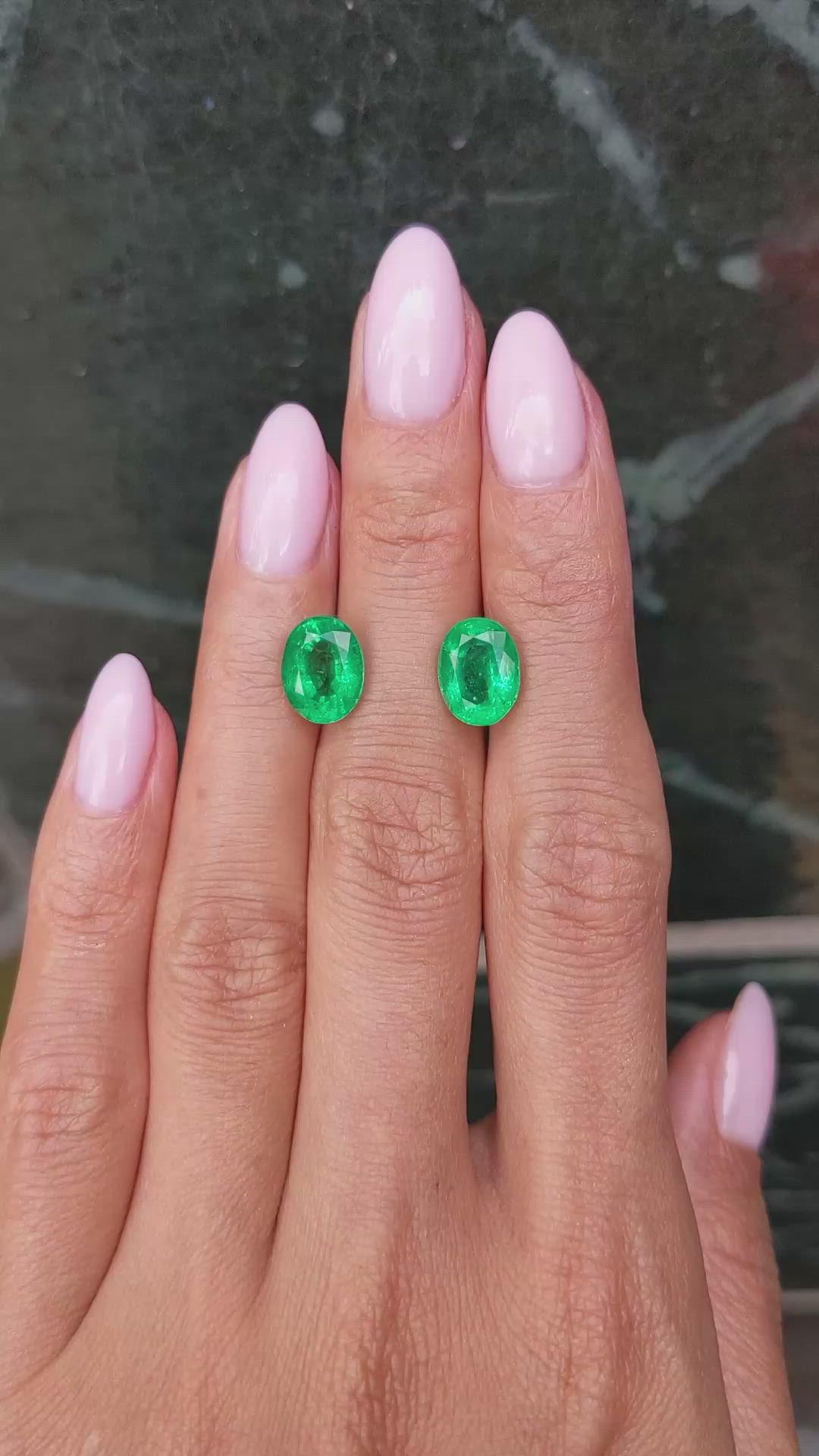5.02 Ct.Tw.Total Carat Weight Emerald Pair from Zambia Size Video