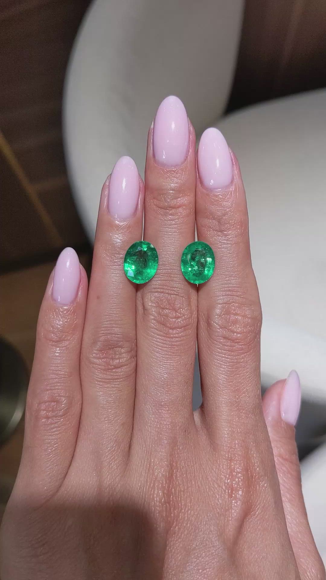 6.22 Ct.Tw.Total Carat Weight Emerald Pair from Zambia Size Video
