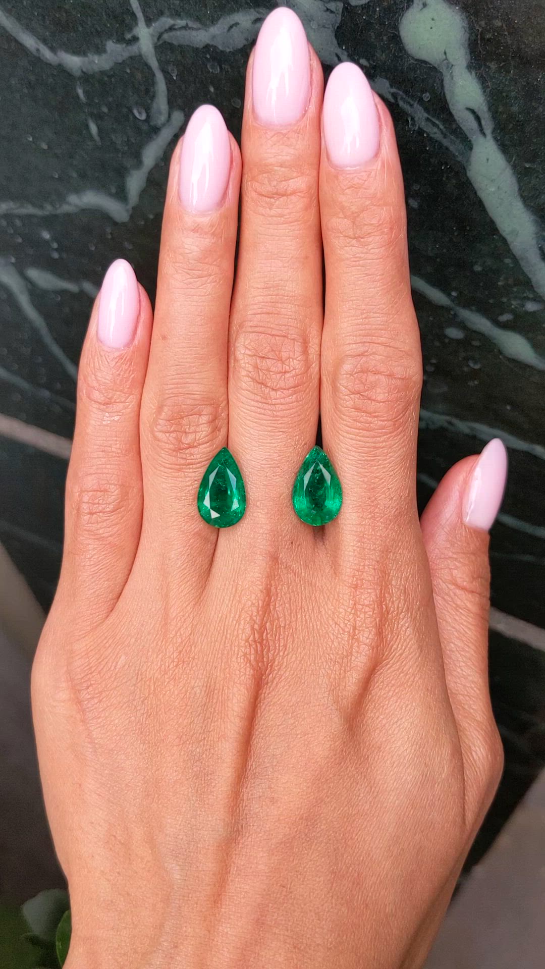 6.42&nbsp;Ct.Tw.Total Carat Weight Emerald Pair from Zambia Size Video