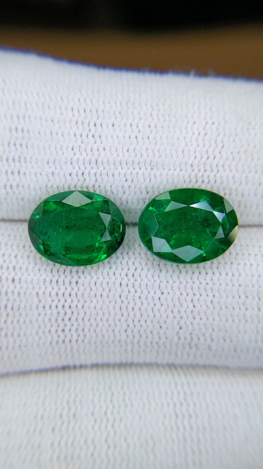 6.49 Ct.Tw.Total Carat Weight Emerald Pair from Zambia Size Video