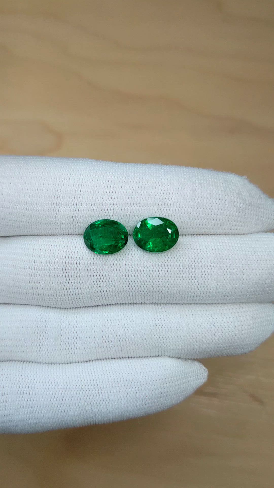 6.49 Ct.Tw.Total Carat Weight Emerald Pair from Zambia Size Video