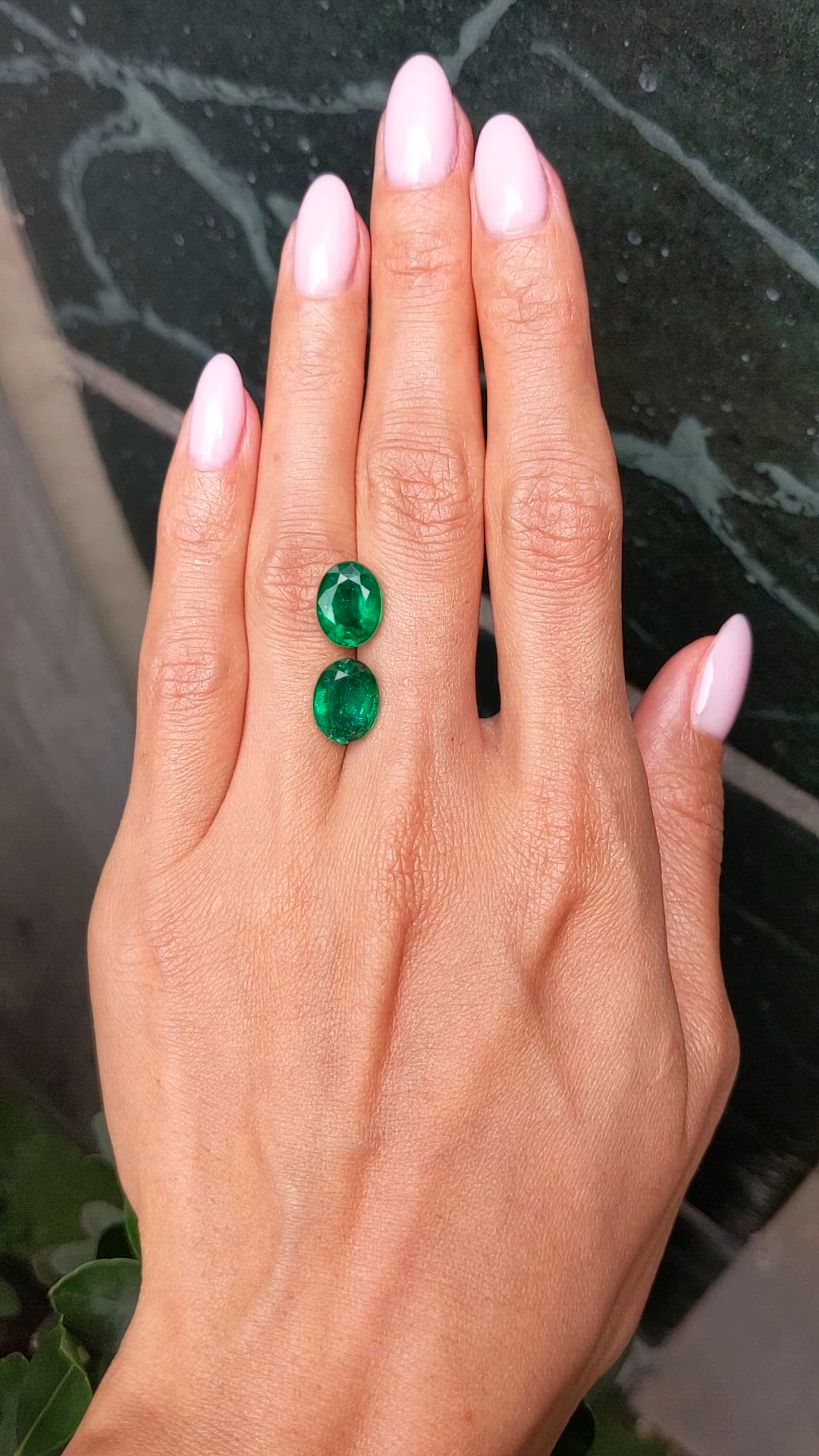 6.49 Ct.Tw.Total Carat Weight Emerald Pair from Zambia Size Video