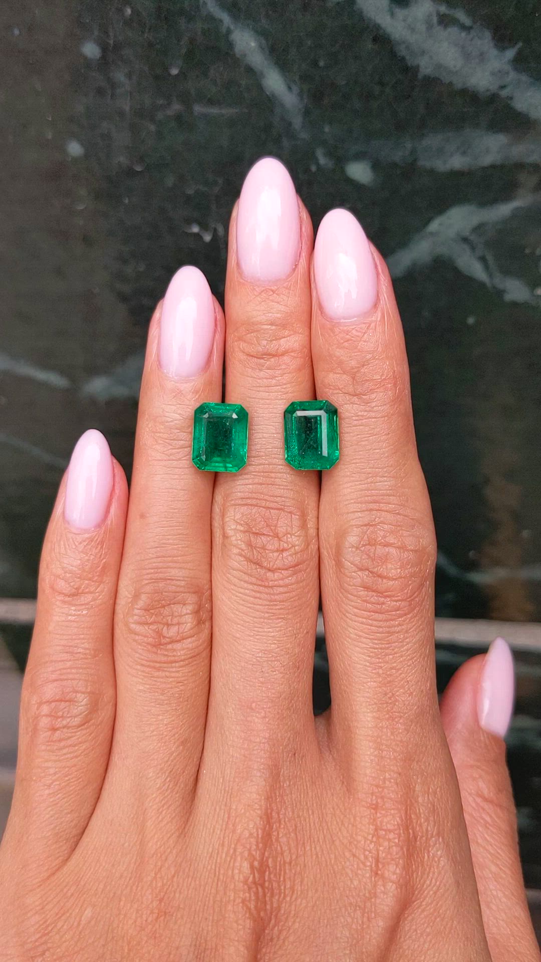 6.72 Ct.Tw.Total Carat Weight Emerald Pair from Zambia Size Video