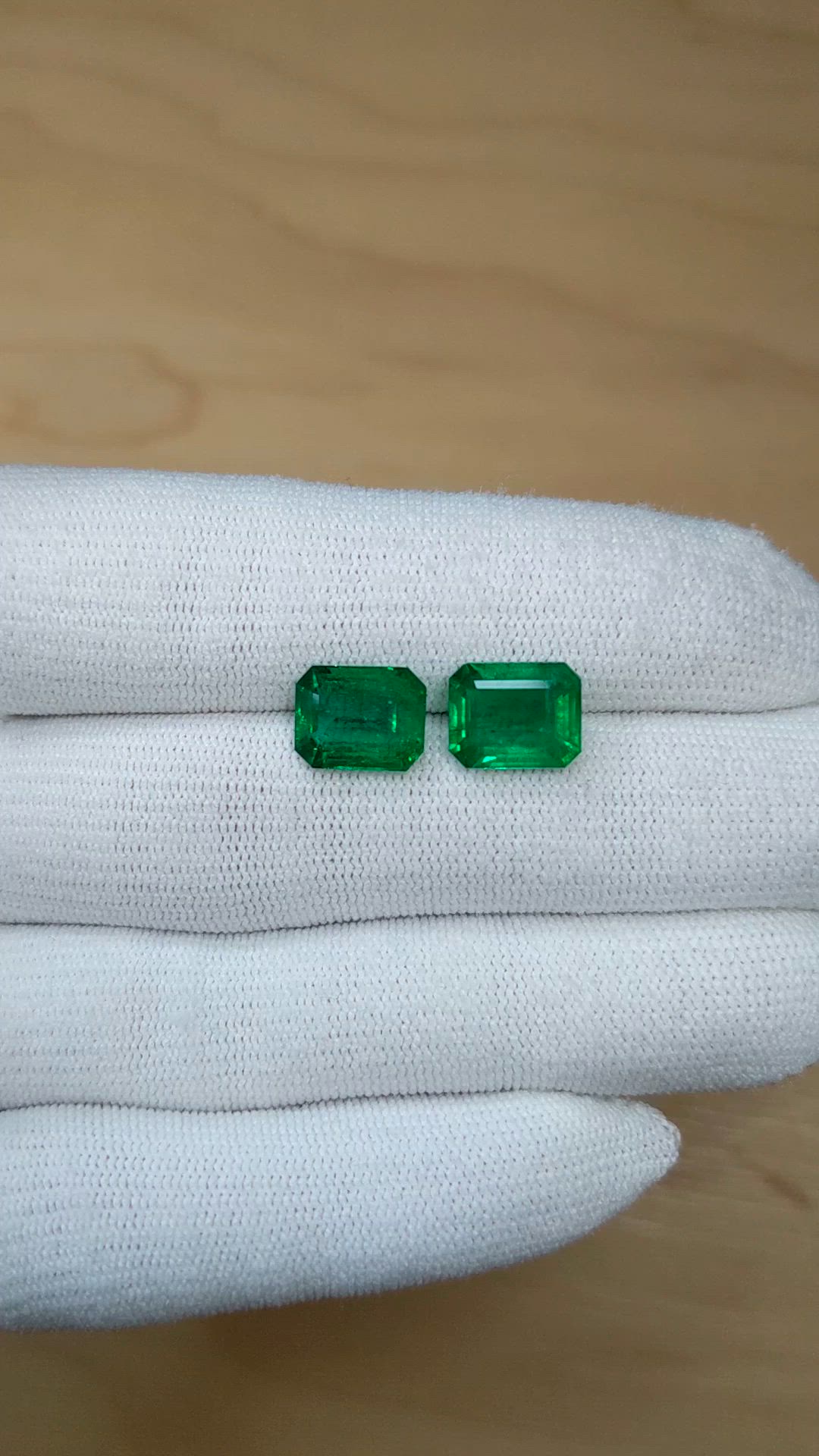 6.72 Ct.Tw.Total Carat Weight Emerald Pair from Zambia Size Video