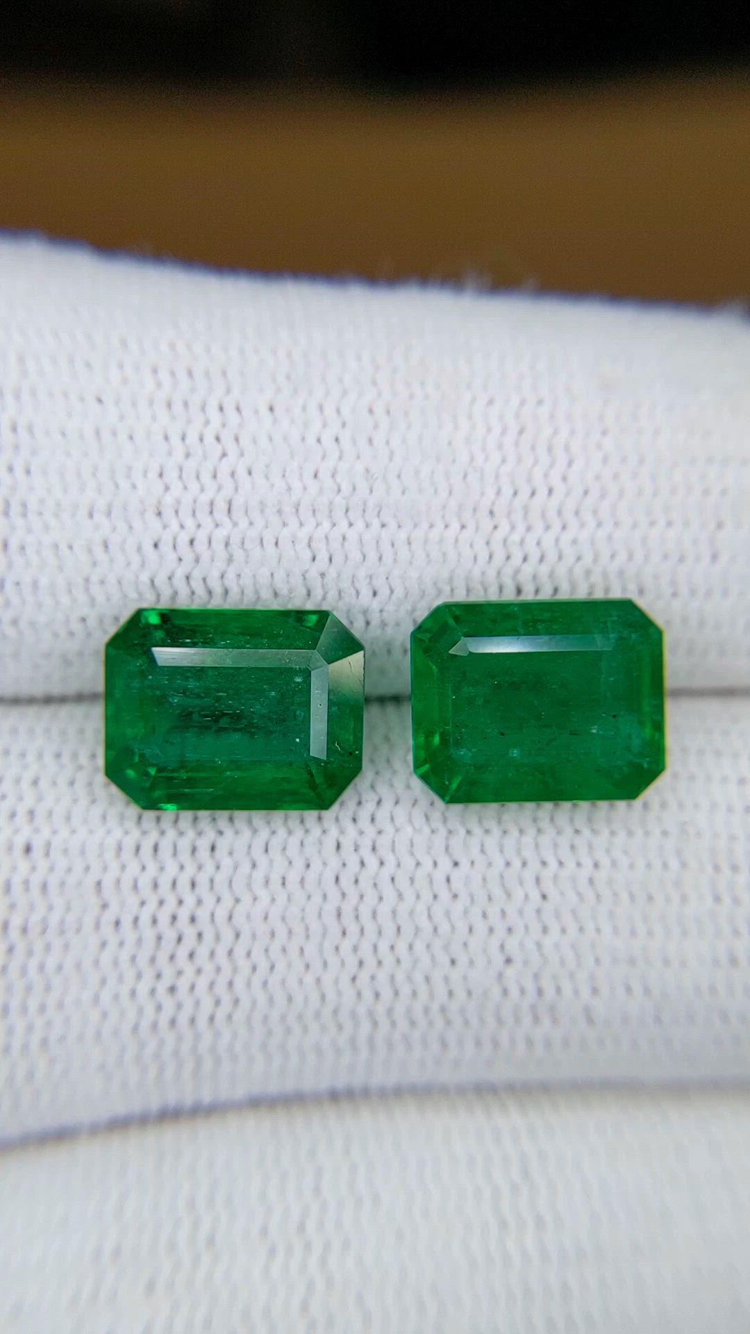 6.72 Ct.Tw.Total Carat Weight Emerald Pair from Zambia Size Video