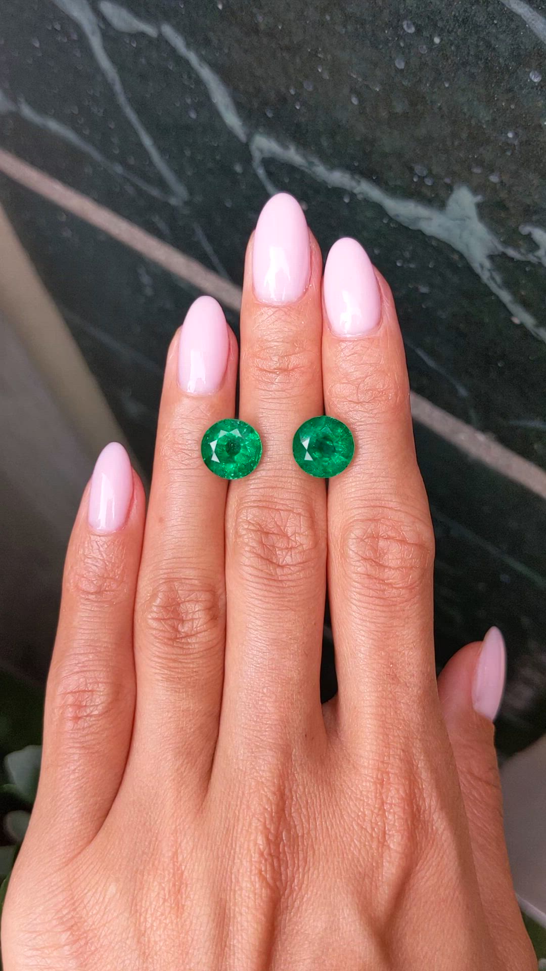 7.23&nbsp;Ct.Tw.Total Carat Weight Emerald Pair from Zambia Size Video